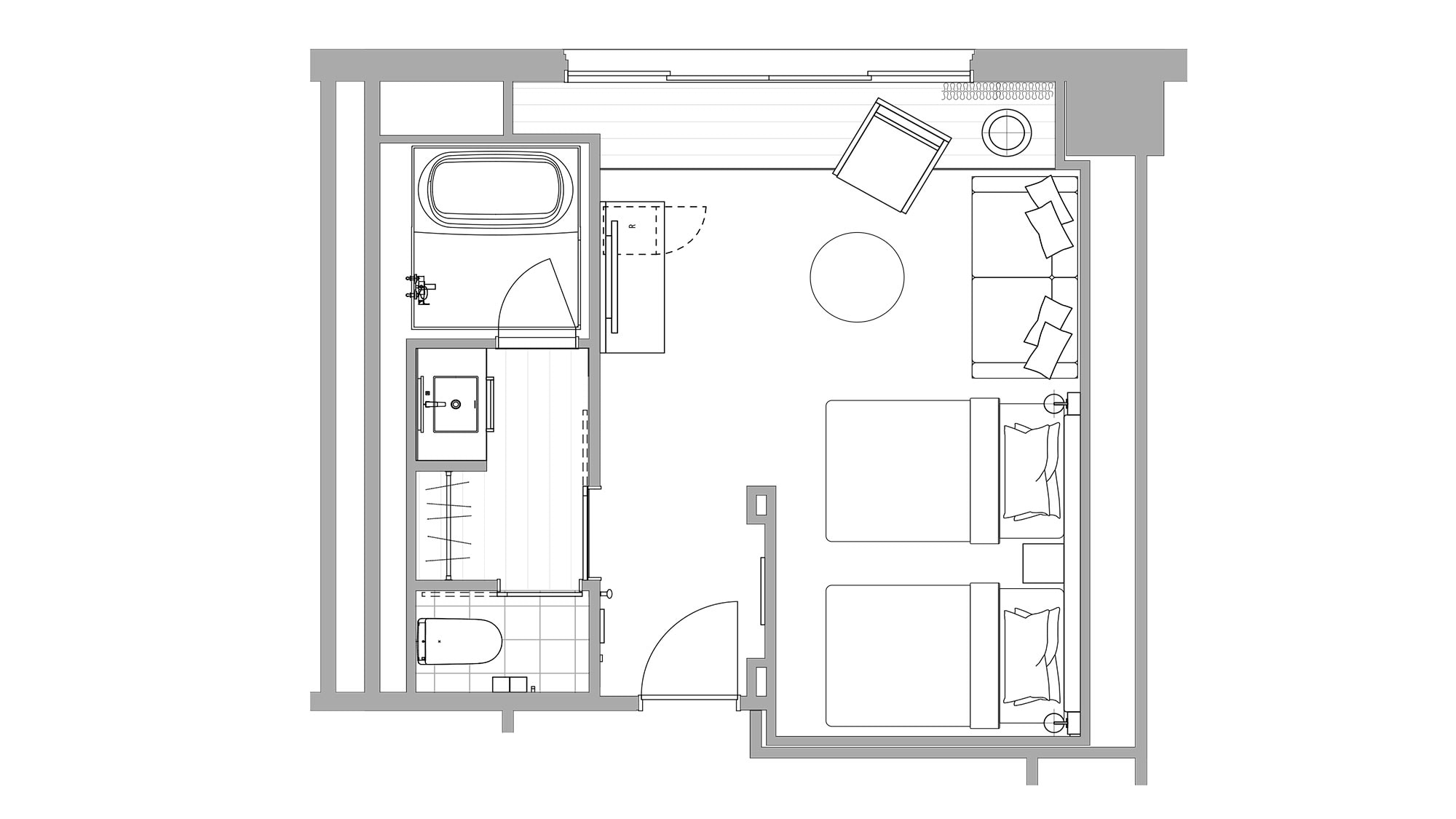 Phòng Junior Suite (40 mét vuông): Tận hưởng thời gian hòa mình vào thiên nhiên giữa những chiếc lá mùa thu đầy màu sắc.