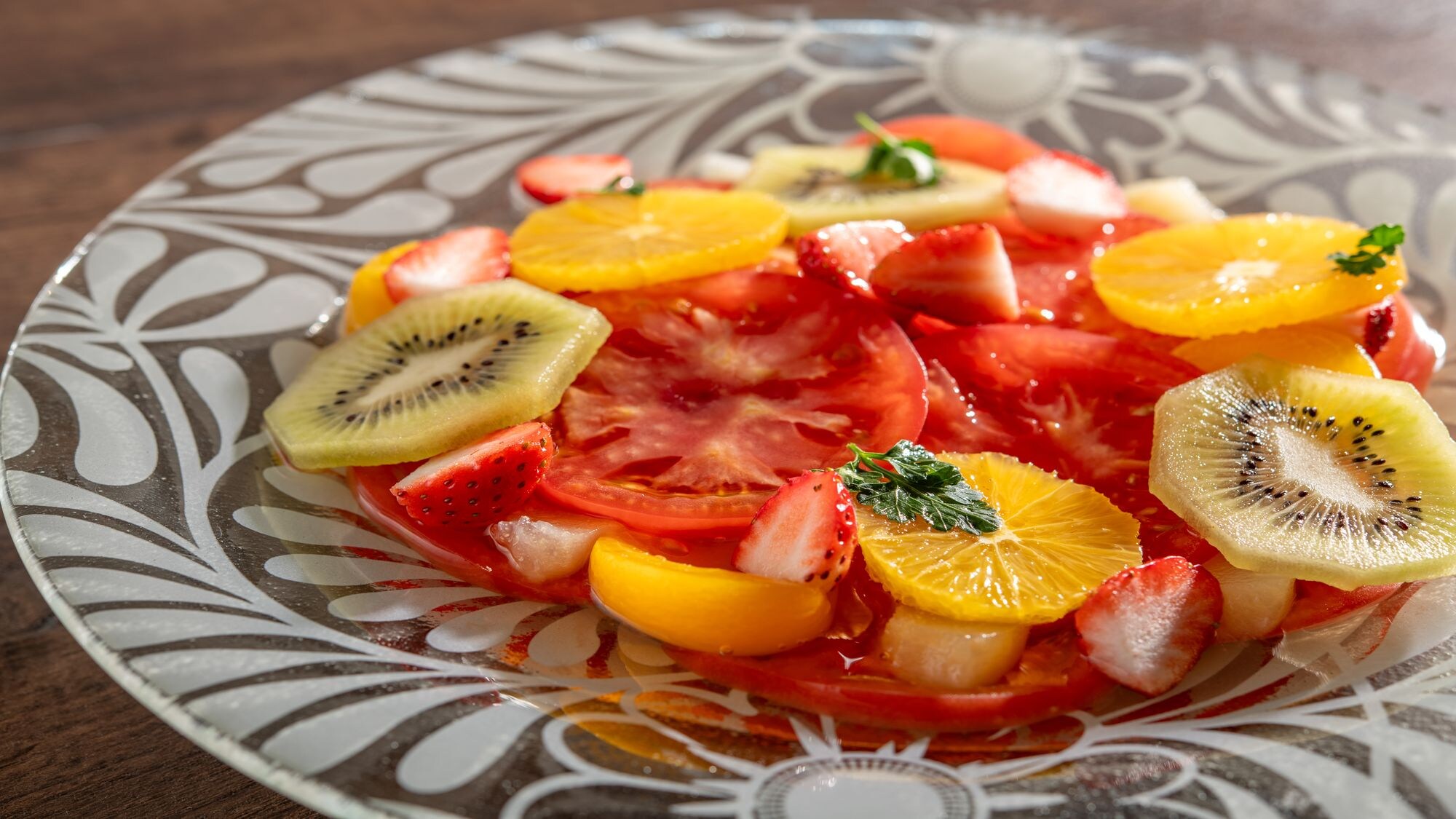 Resort buffet image: Iwaki tomato fruit salad with apple cider vinegar flavor