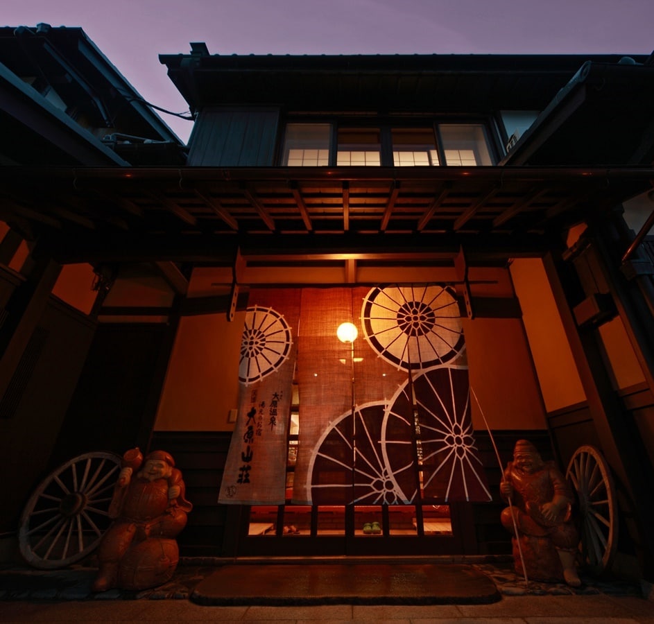 The entrance at dusk