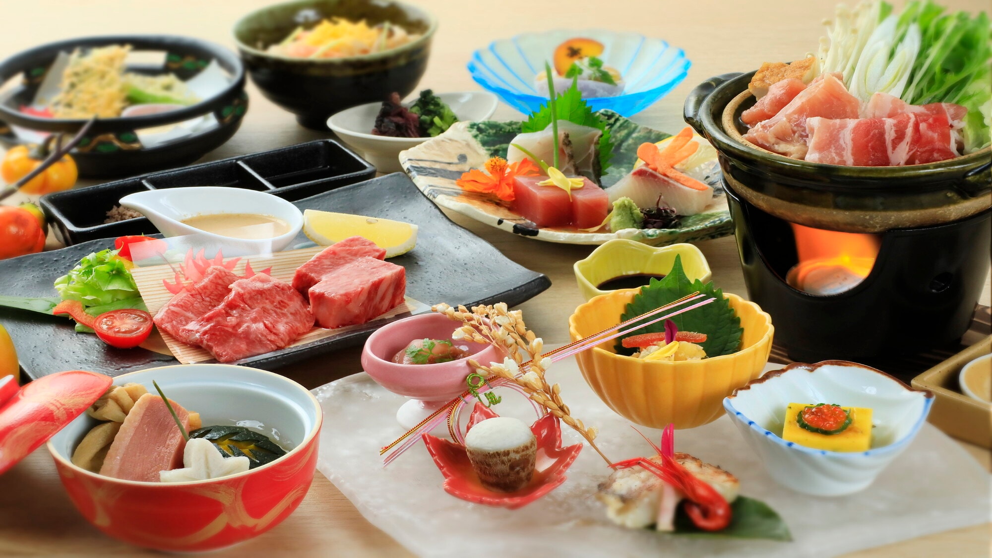 [Tsuwano Special Kaiseki] A creative kaiseki course featuring a Wagyu beef tasting and a modern take on local cuisine (example)