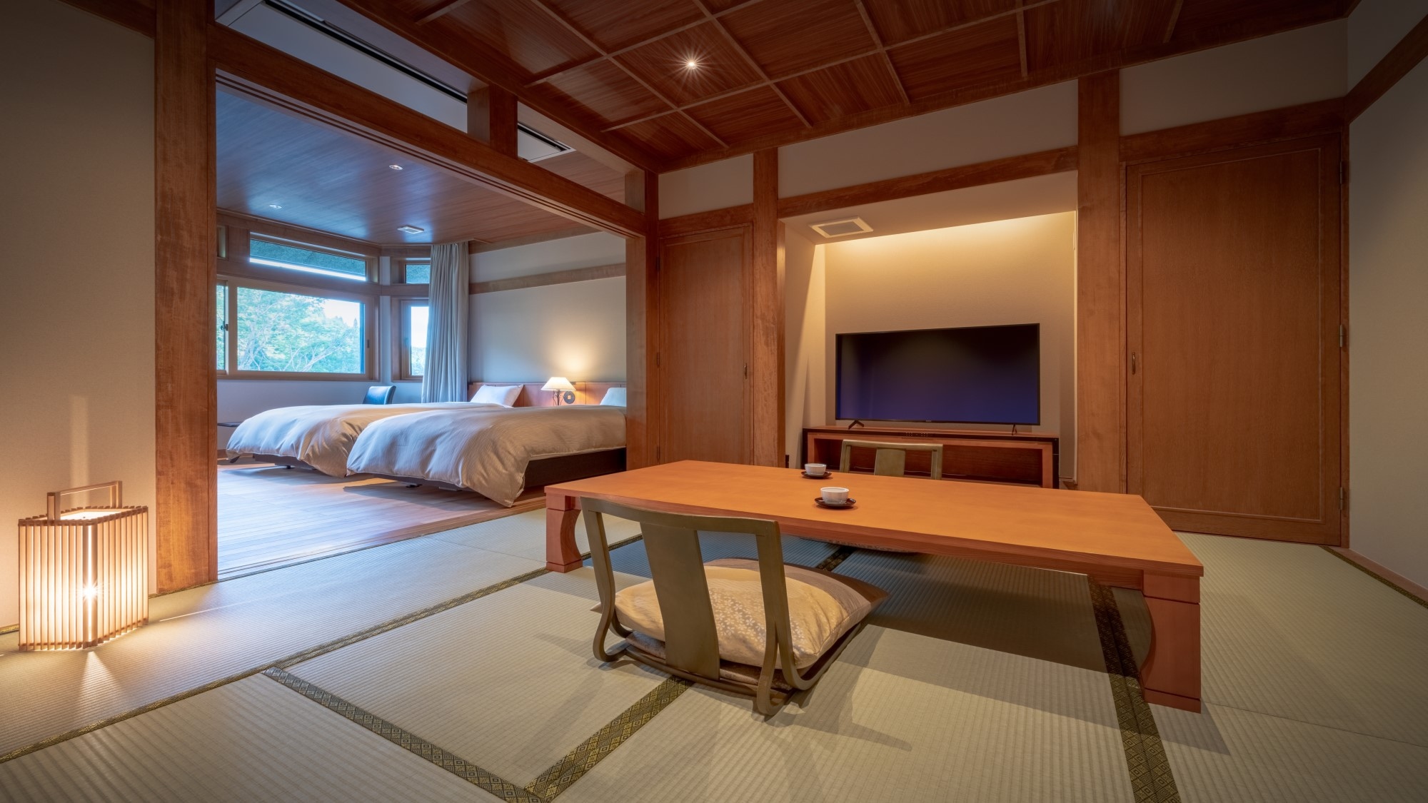 2020年新設的日式和西式房間（8張榻榻米+雙床房）【可容納5人】