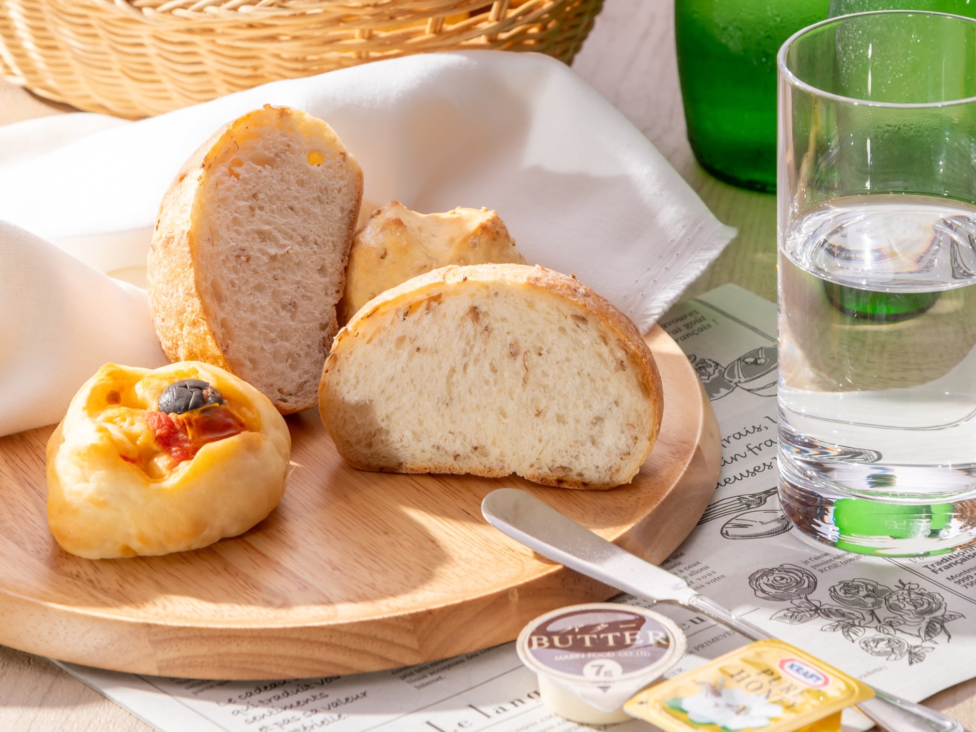 Western food and freshly baked bread