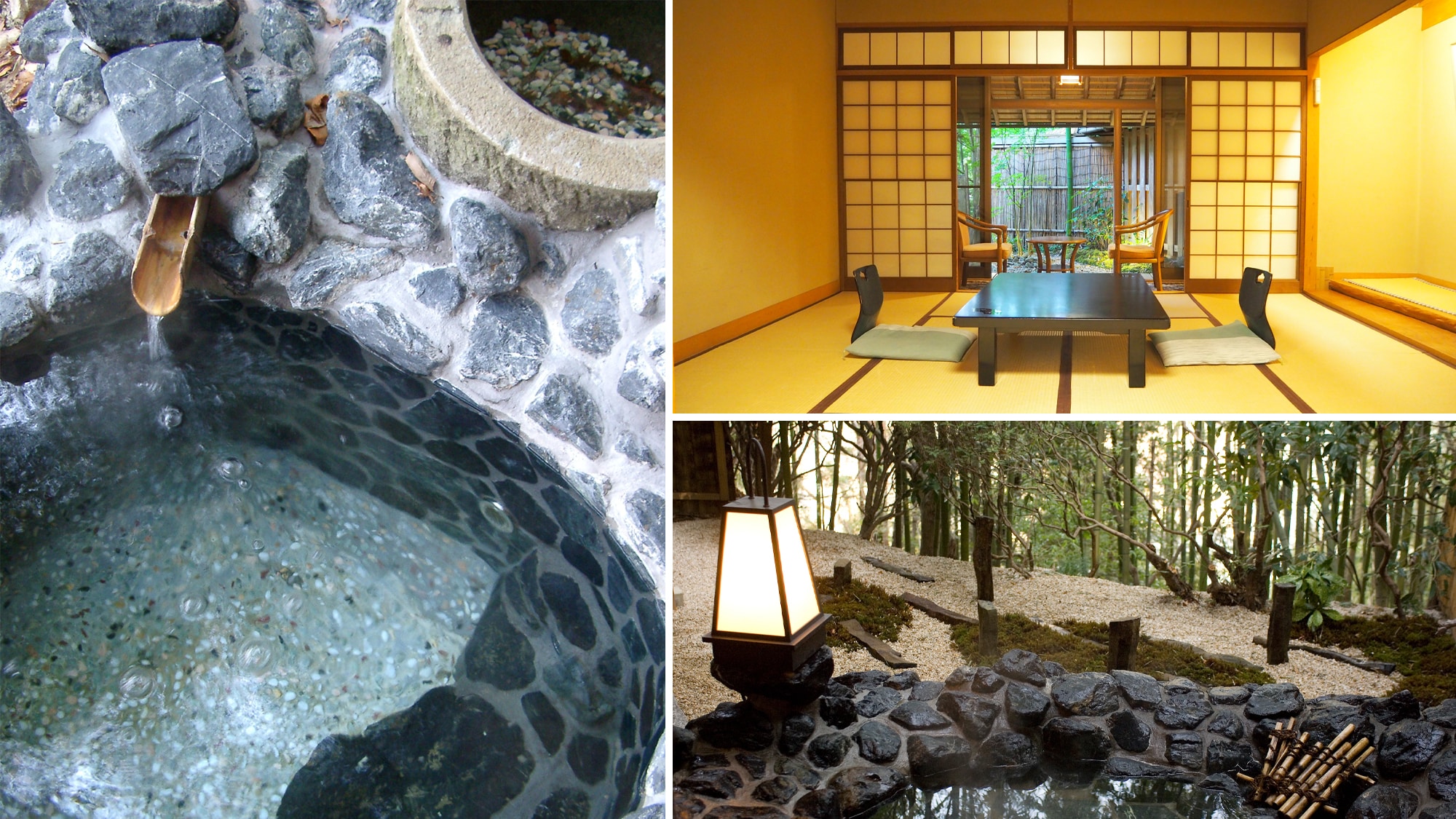 Japanese-style room with a quaint open-air bath surrounded by bamboo grove 8 tatami mats (example)