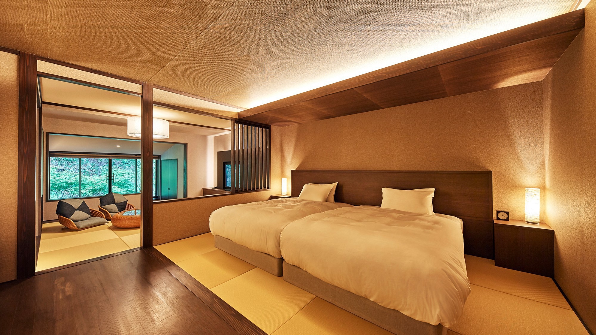 Japanese-style Junior Suite / 68.8㎡ / A spacious Japanese-style room with a bed