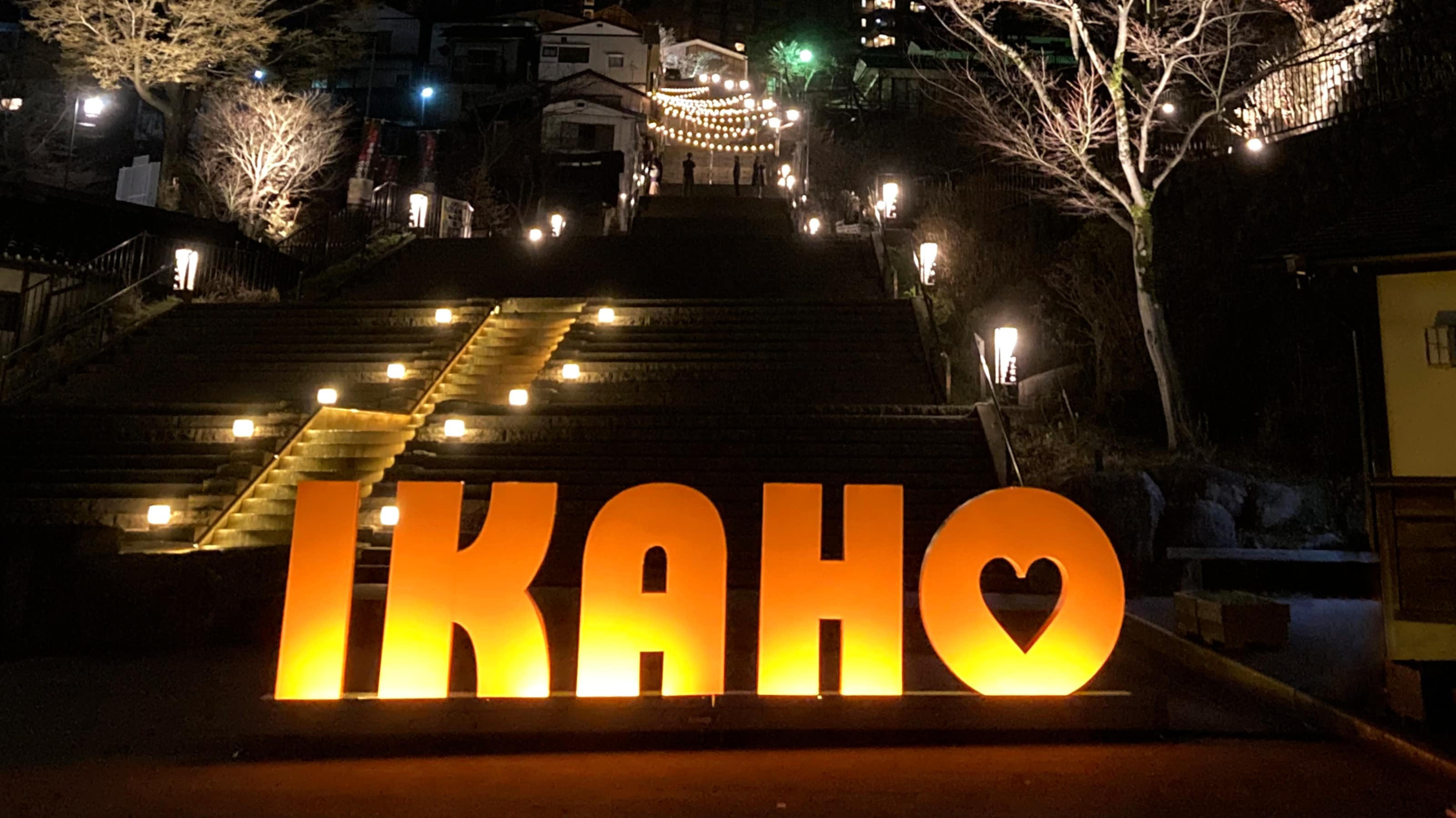 Ikaho stone steps street (night) [A]