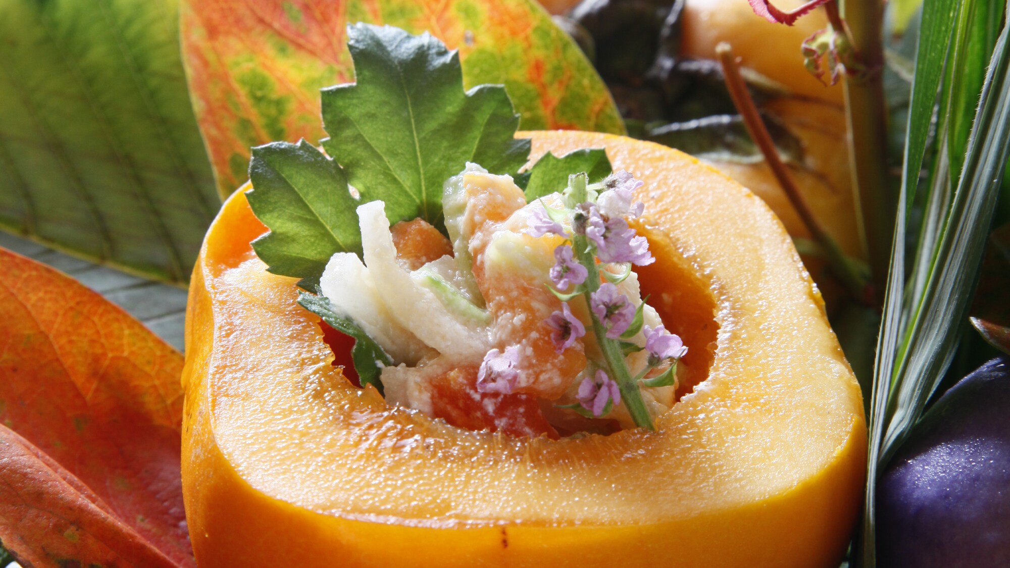 "Kaki Shiraae" (Persimmon and White Dressing) *Dinner example