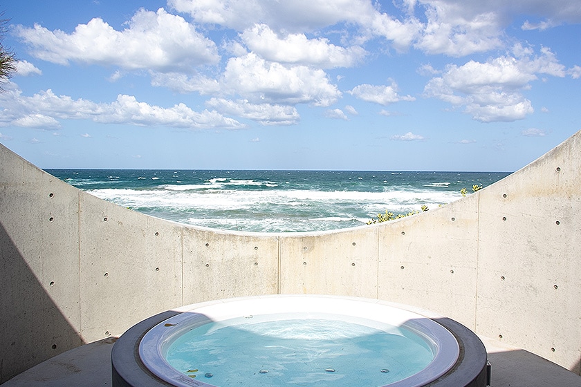 View from 8 guest rooms with Jacuzzi on terrace.