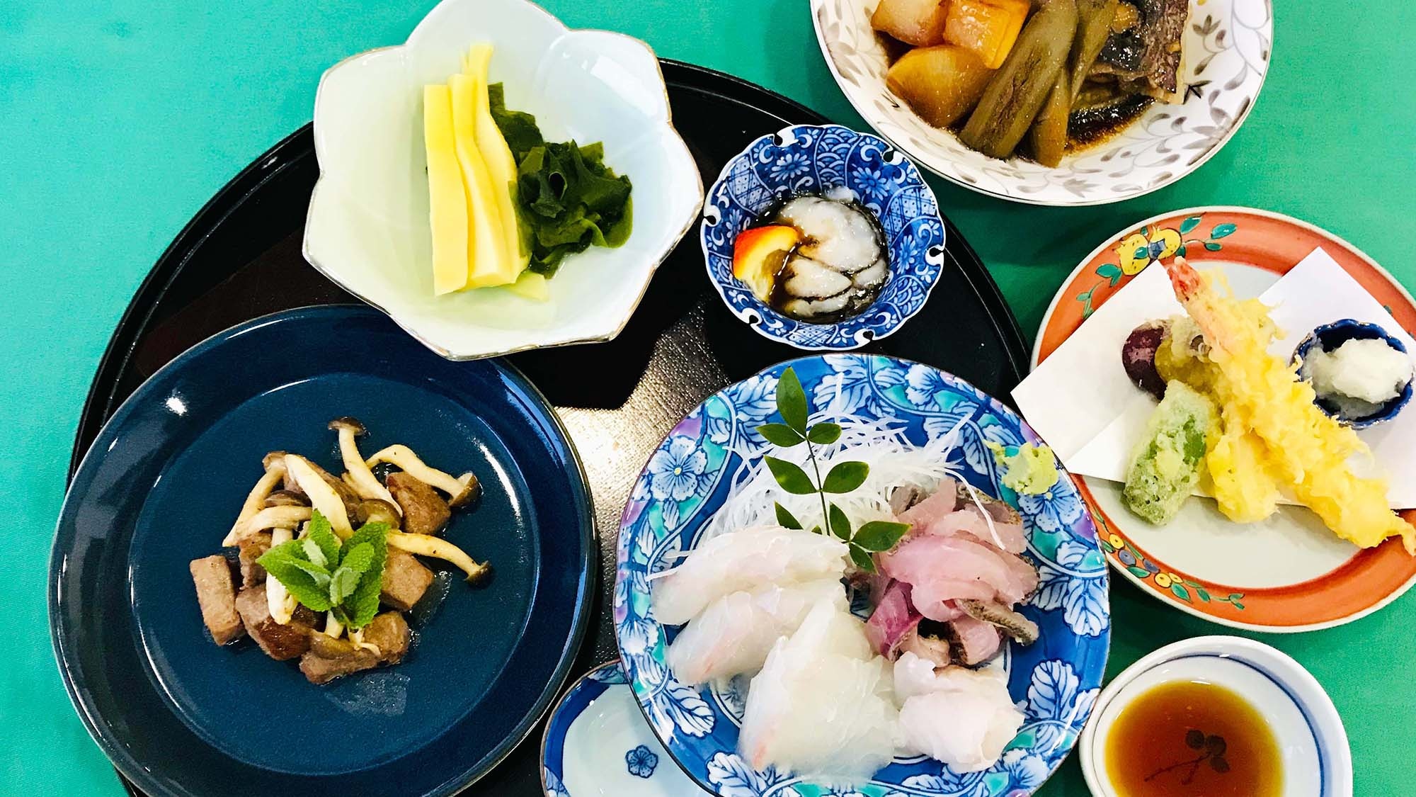 ・ [Example of meal] You can enjoy sashimi and tempura.