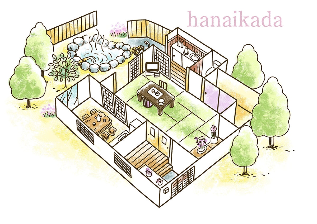 Detached guest room [Hanaikada] 10 tatami Japanese-style room with open-air bath