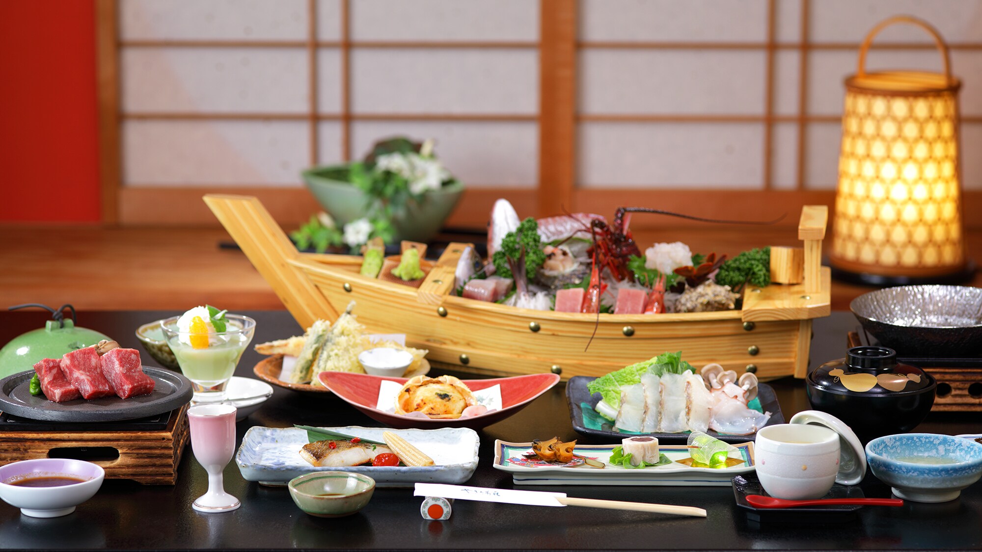 Enjoy a table full of seafood dishes