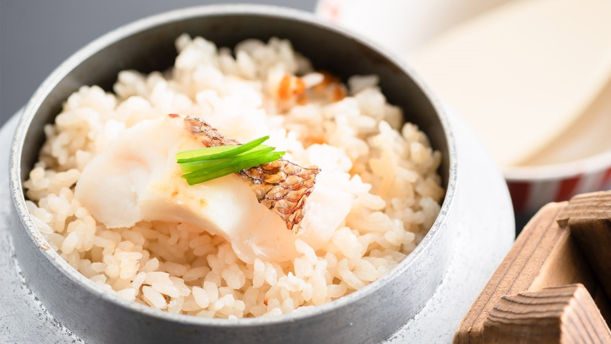 Sea bream boiled rice, a local specialty of Ehime Prefecture