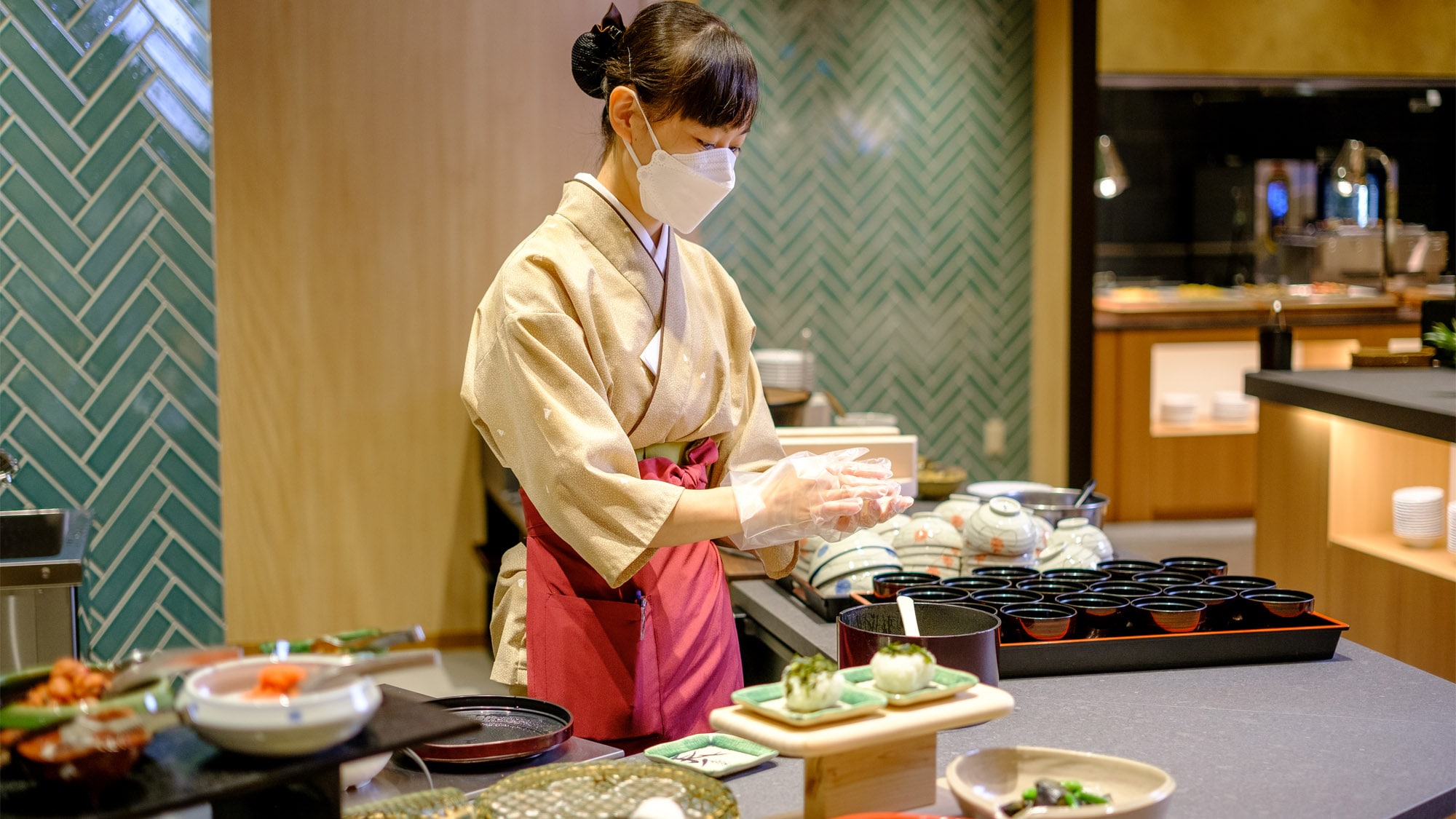 [Breakfast buffet] One of the main corners! ≪Tate-nigiri onigiri≫♪ Misasa rice is gently and deliciously made and served☆