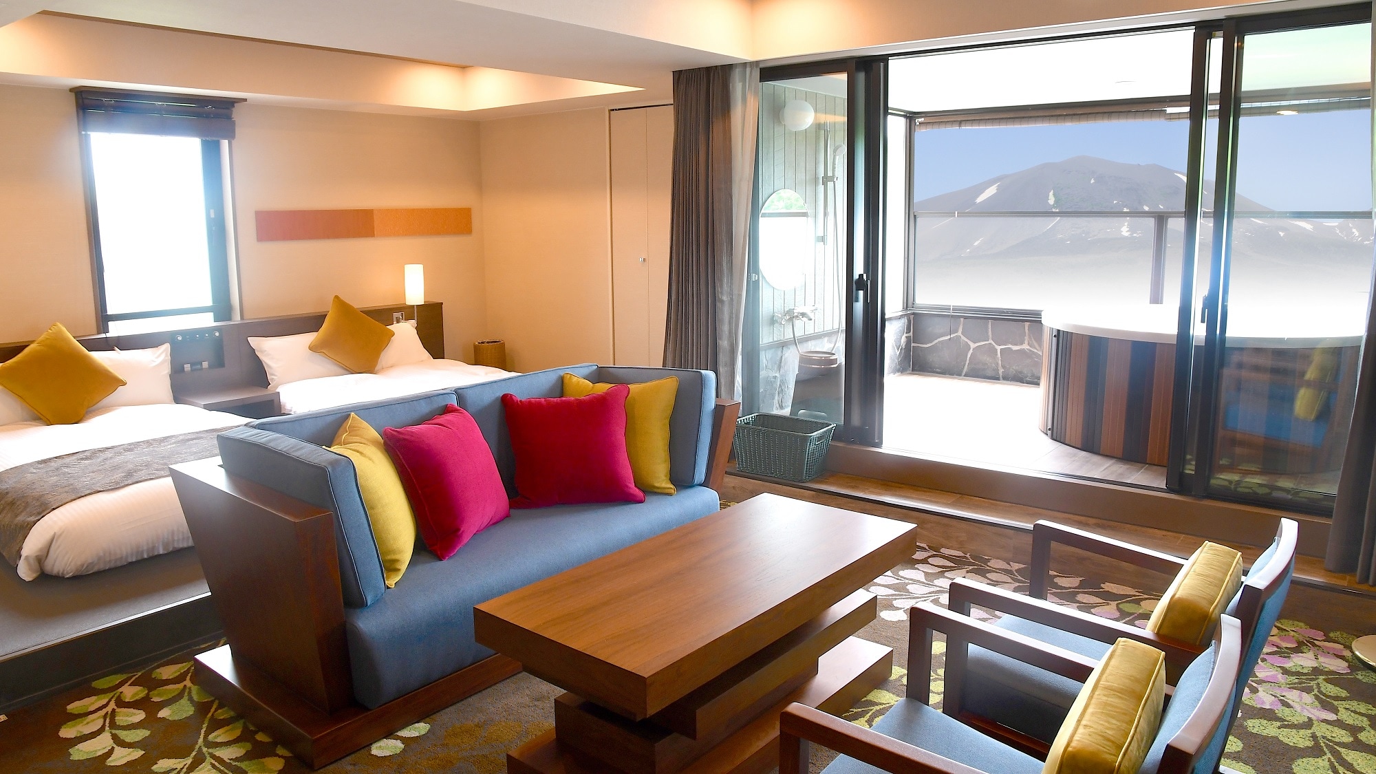 Premium 4-bed suite with "superb view Asama View open-air bath"