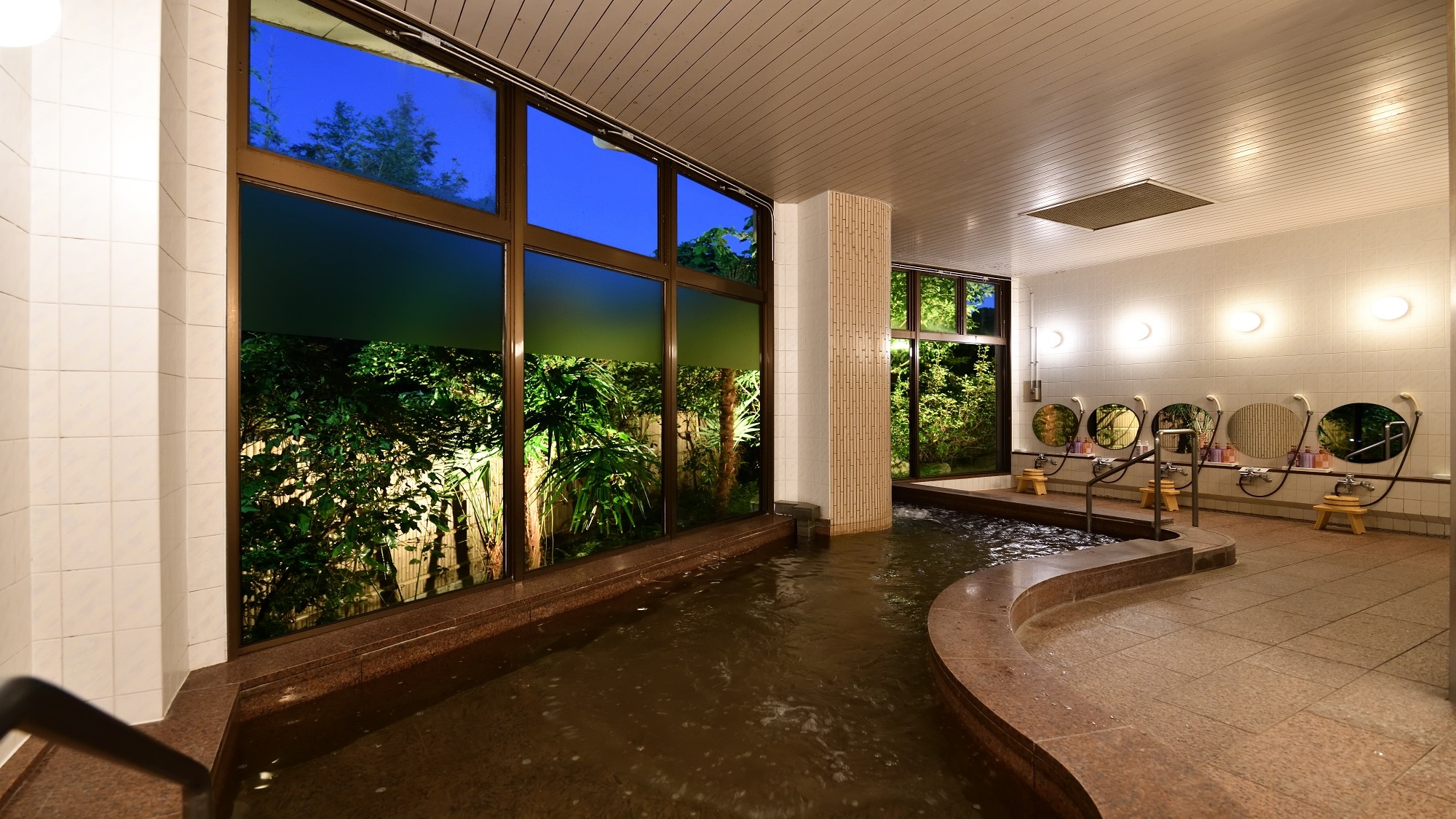 Large communal bath lit up