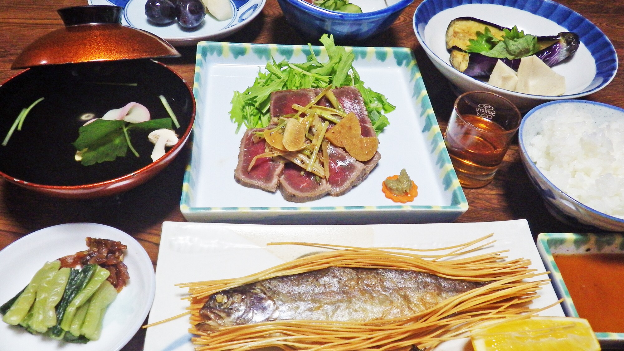 *An example of dinner/Enjoy the specialty "Rainbow trout deep-fried somen" and home-cooked meals full of the seasonal blessings of the satoyama.