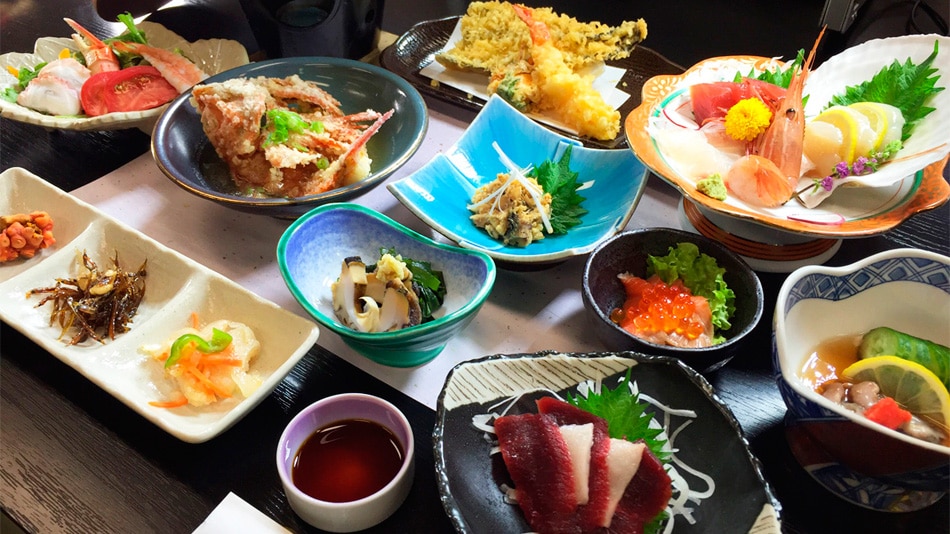 *Dinner example: Enjoy a set meal made with a wide variety of seafood from off the coast of Sanriku, one of the world's three largest fishing grounds.
