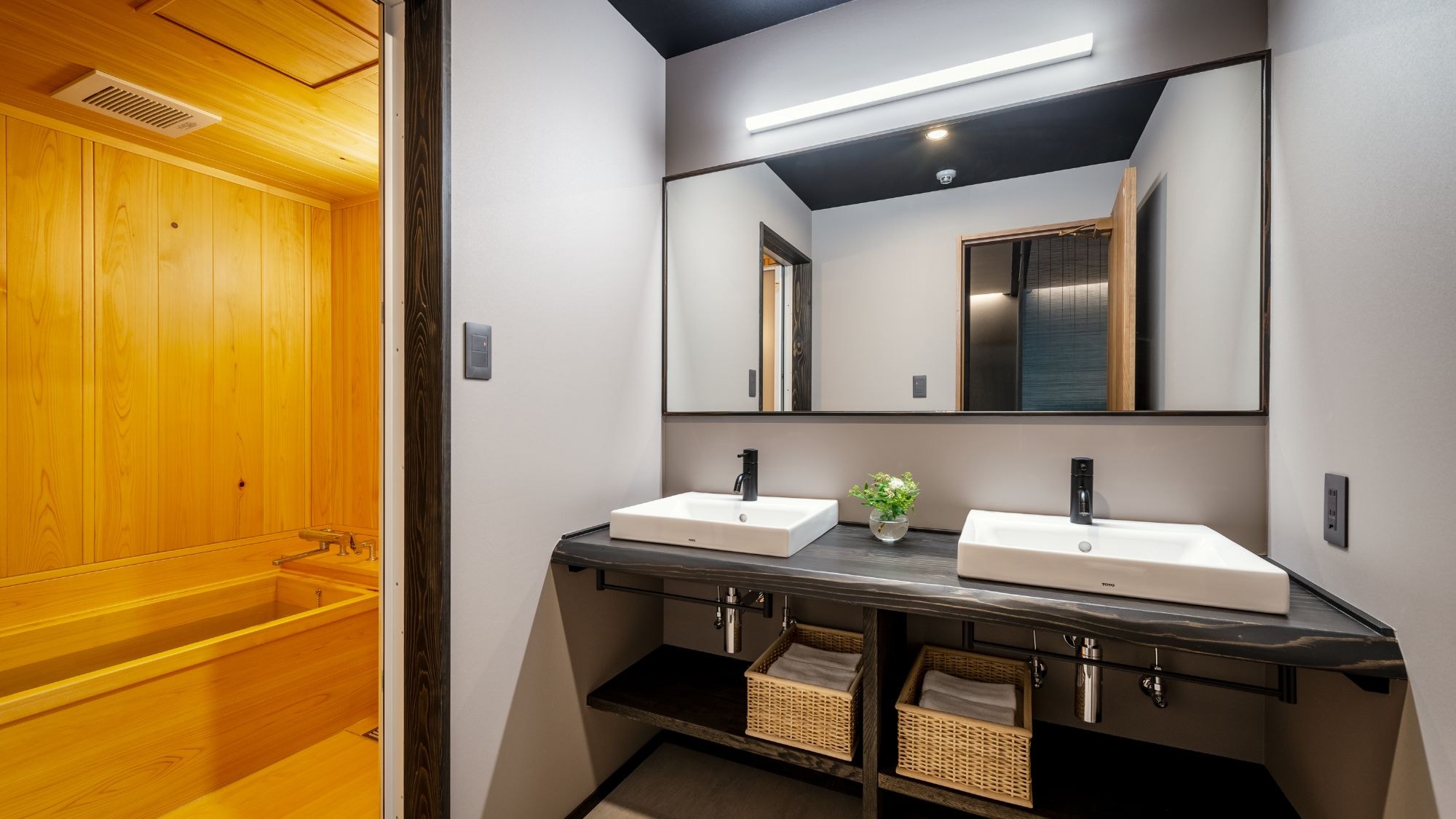 Guest room with cypress bath