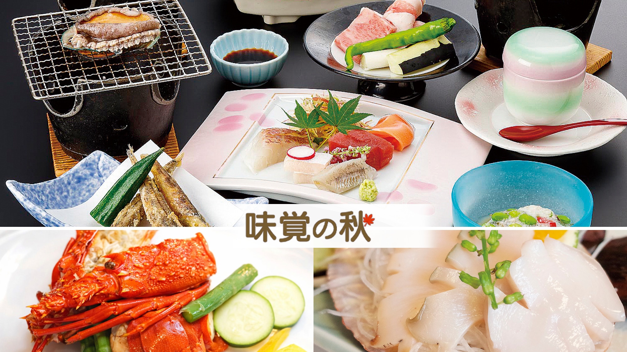 秋日盛宴☆基础怀石料理套餐+鲍鱼刺身&伊势龙虾黄油烤