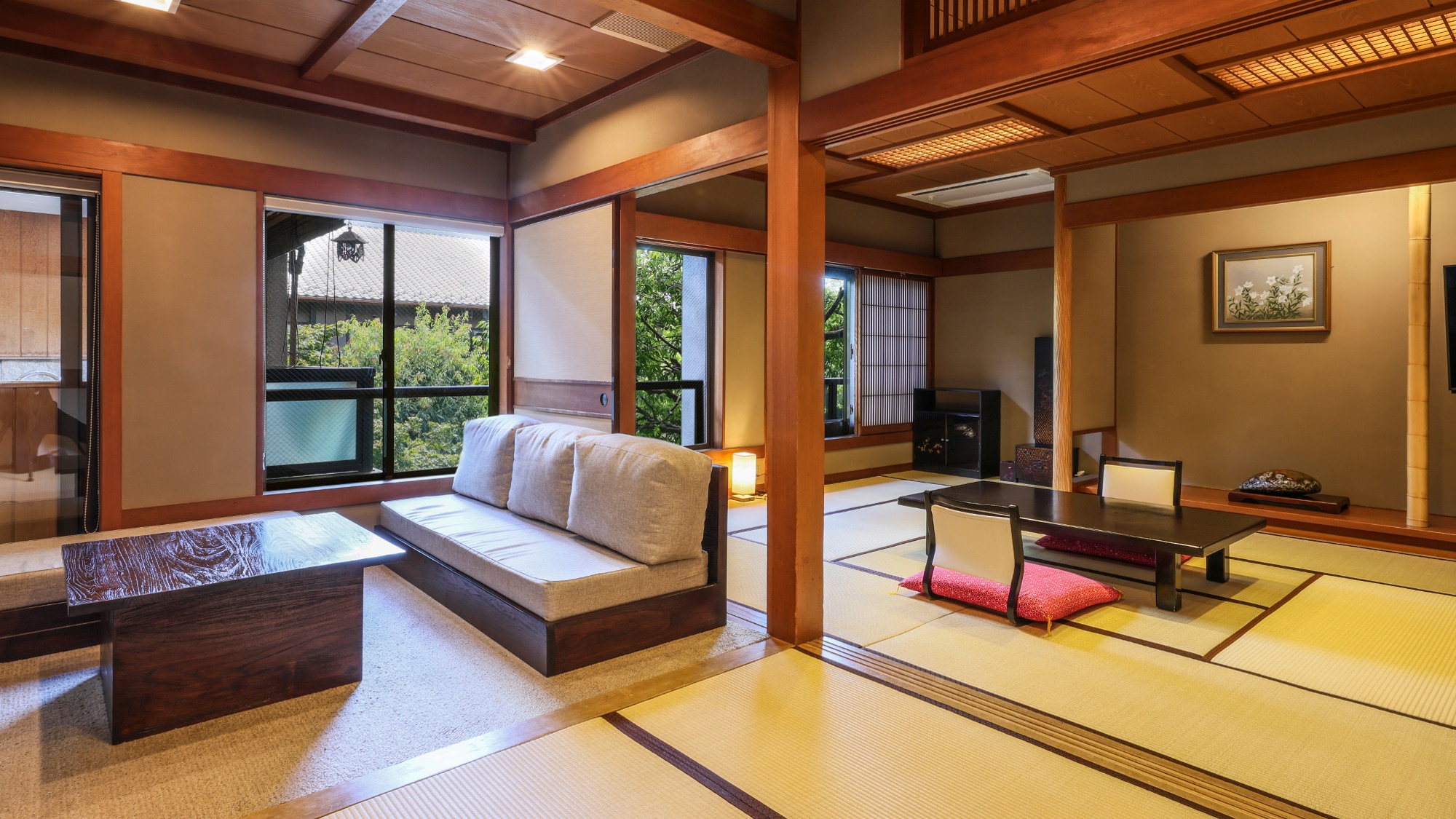 Kamar tamu dengan pemandian air panas terbuka/pemandian semi terbuka yang menghadap ke taman Jepang (semua kamar dengan pemandian air panas) Kamar tamu ①