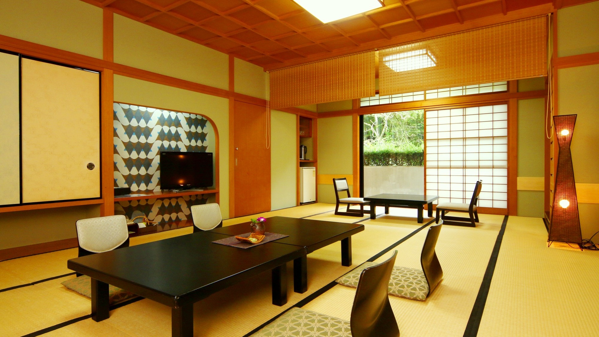 The rooms are designed in a purely Japanese style.