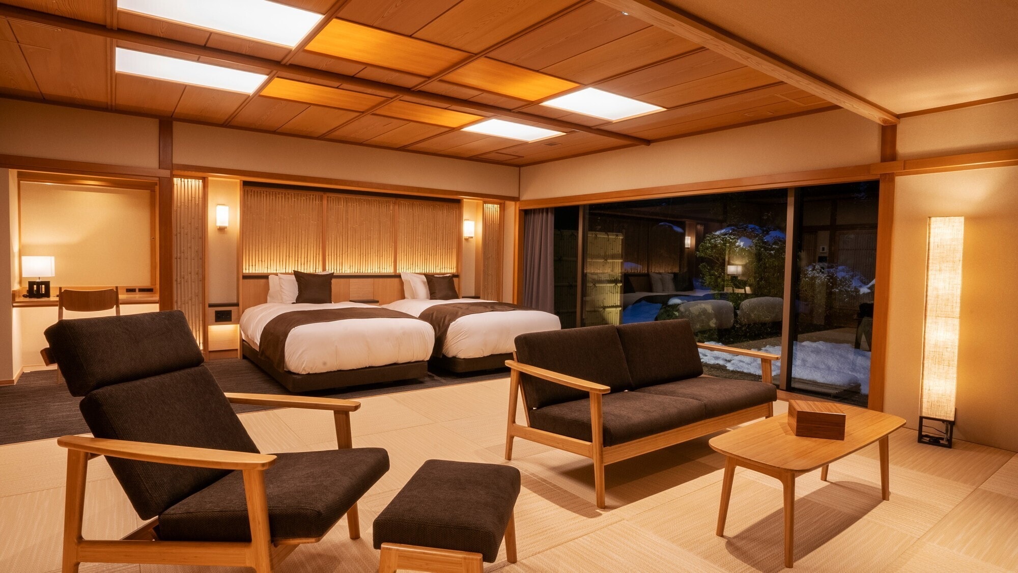 [Saryo Premium Junior Suite:Yudono] ห้องที่คุณสามารถใช้เวลาอย่างมีคุณภาพได้ช้าๆ จะทำให้การเดินทางของคุณอารมณ์เสียมากยิ่งขึ้น