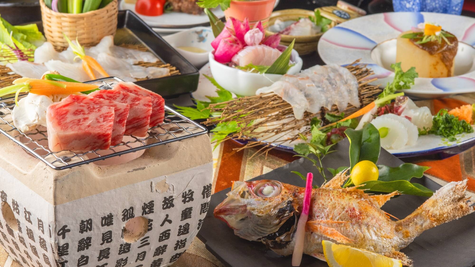 [Kiwami Kaiseki] คอร์สไคเซกิสุดหรูที่คุณสามารถเพลิด  เพลินไปกับรสชาติของอิกิได้อย่างเต็มที่ รวมถึง "เนื้ออิกิย่าง" และ "โนโดกุโระ"
