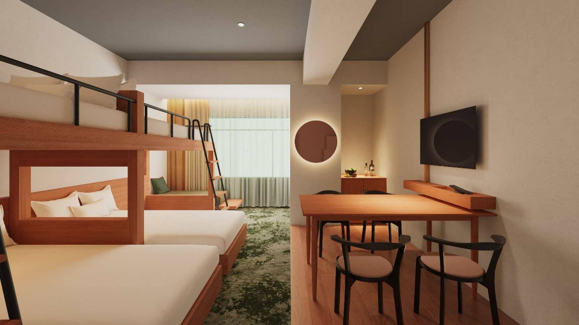 [豪华家庭房，配备 2 张床和 2 张双层床] 非常适合有儿童的家庭，配有 2 张床和 2 张双层床