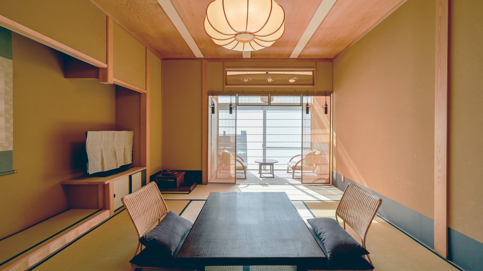 [Standard guest room | D] Cypress indoor bath ◆ Entrance + Japanese-style room 10 tatami mats + wide veranda (32 square meters) Room 405