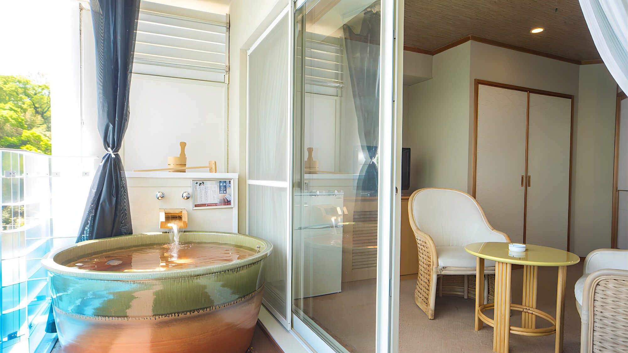 [Wamirei Jr Suite] 50㎡ + sân thượng riêng 12㎡ Bồn tắm lộ thiên bằng sứ Shigaraki