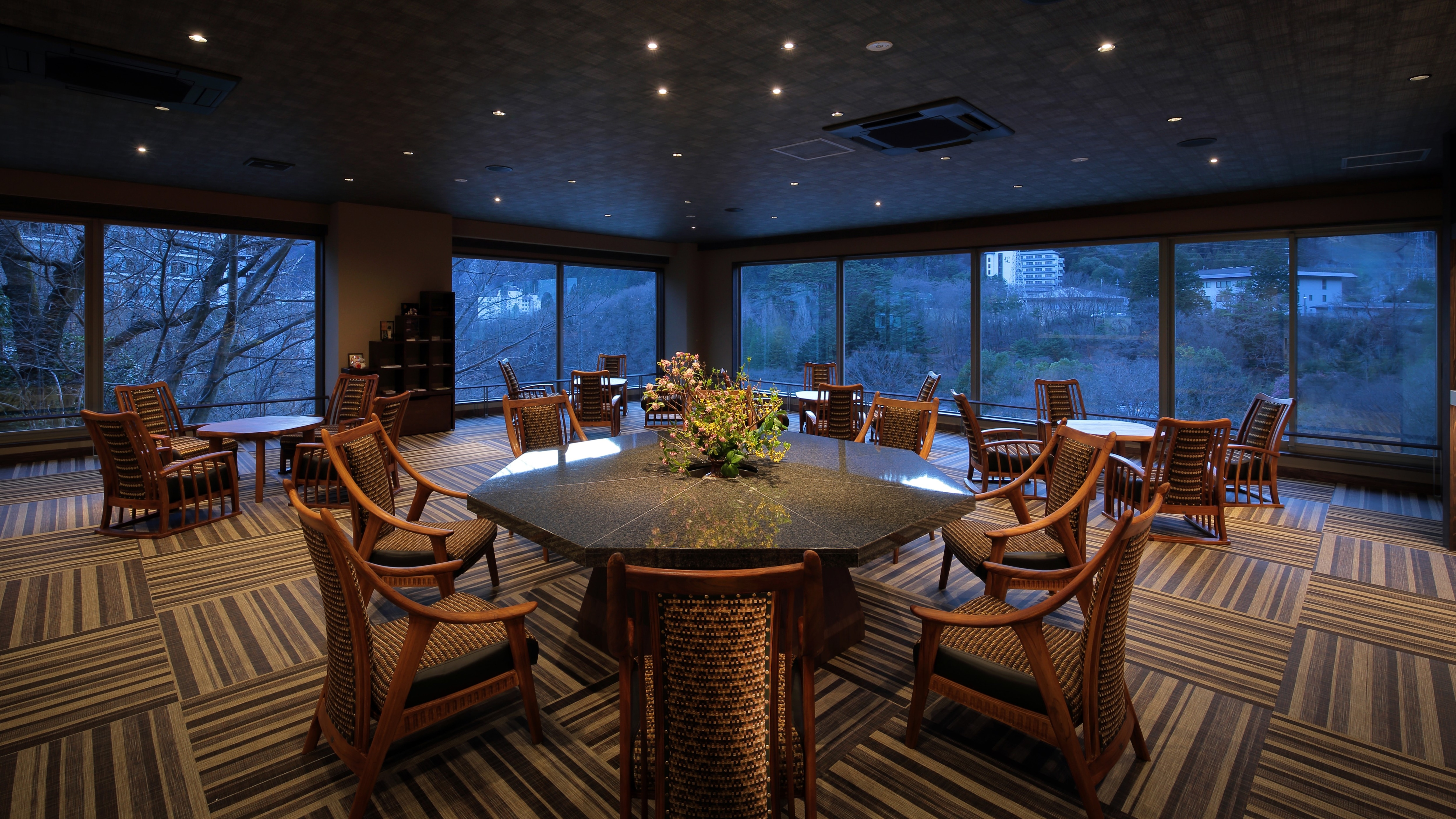 Lobby lounge at dusk