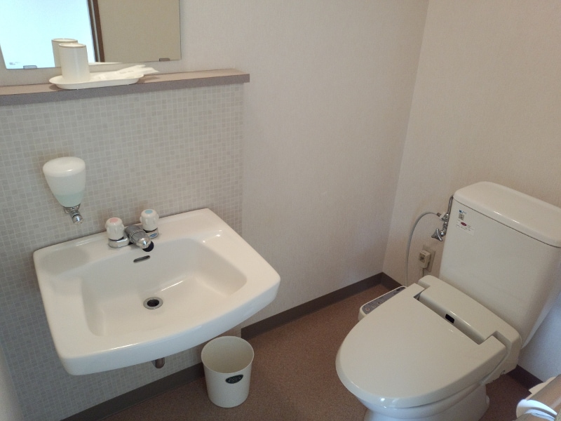 Western-style toilet with washer and washroom