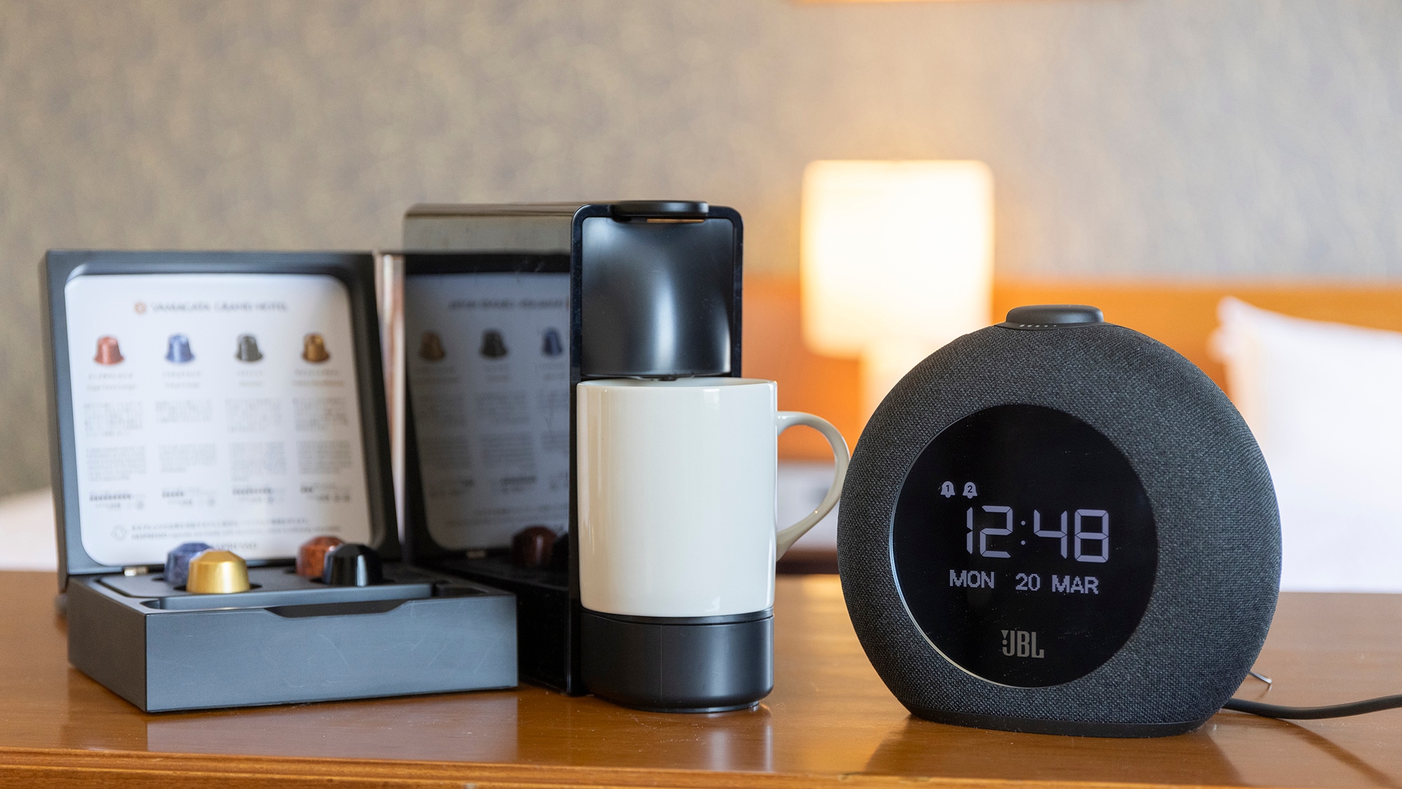 [Superior benefits] Guest rooms are equipped with a coffee maker, a clock with Bluetooth connectivity, and more.