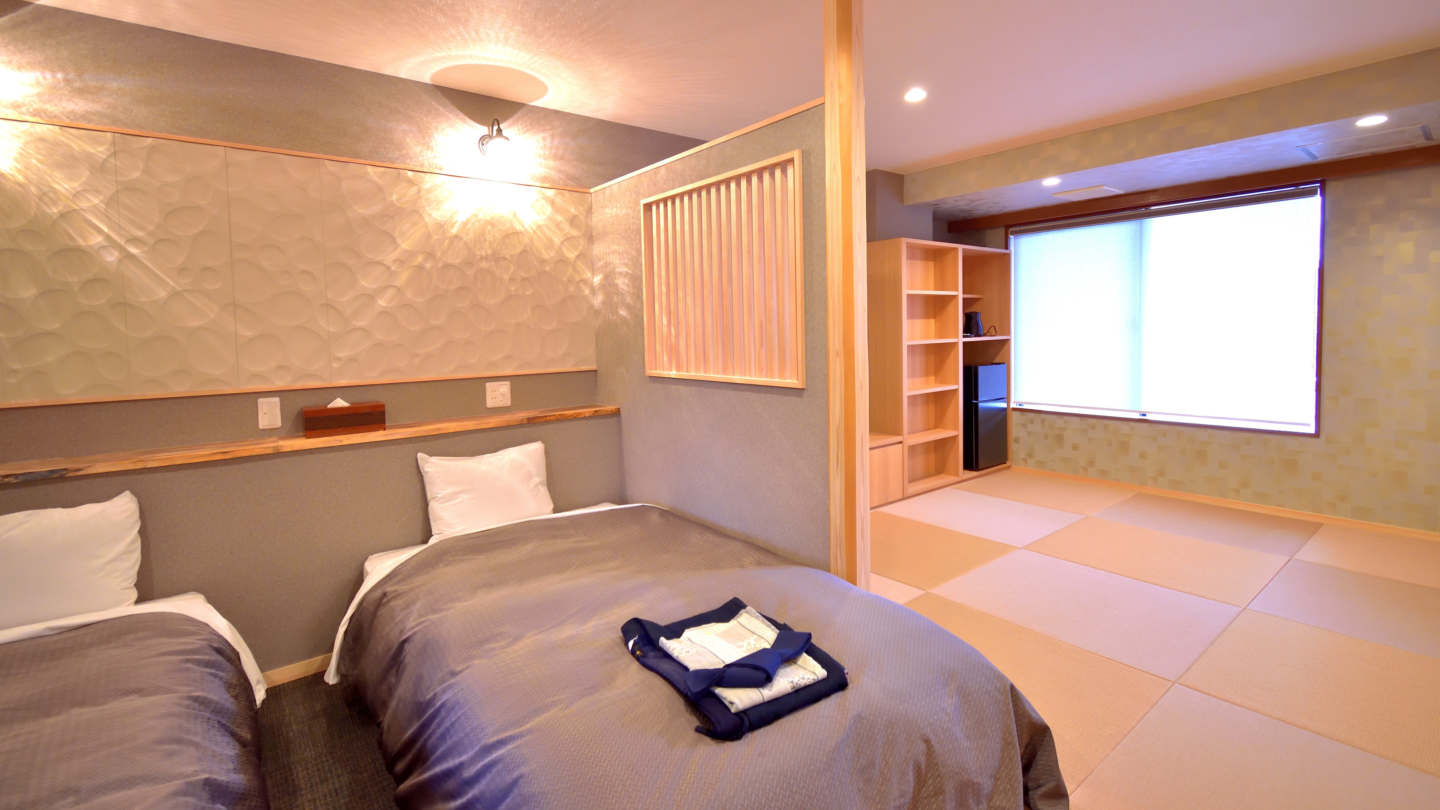 Newly established in 2023 "Haku ~ HAKU ~" Japanese-Western style room with fine view bath + low-temperature private sauna