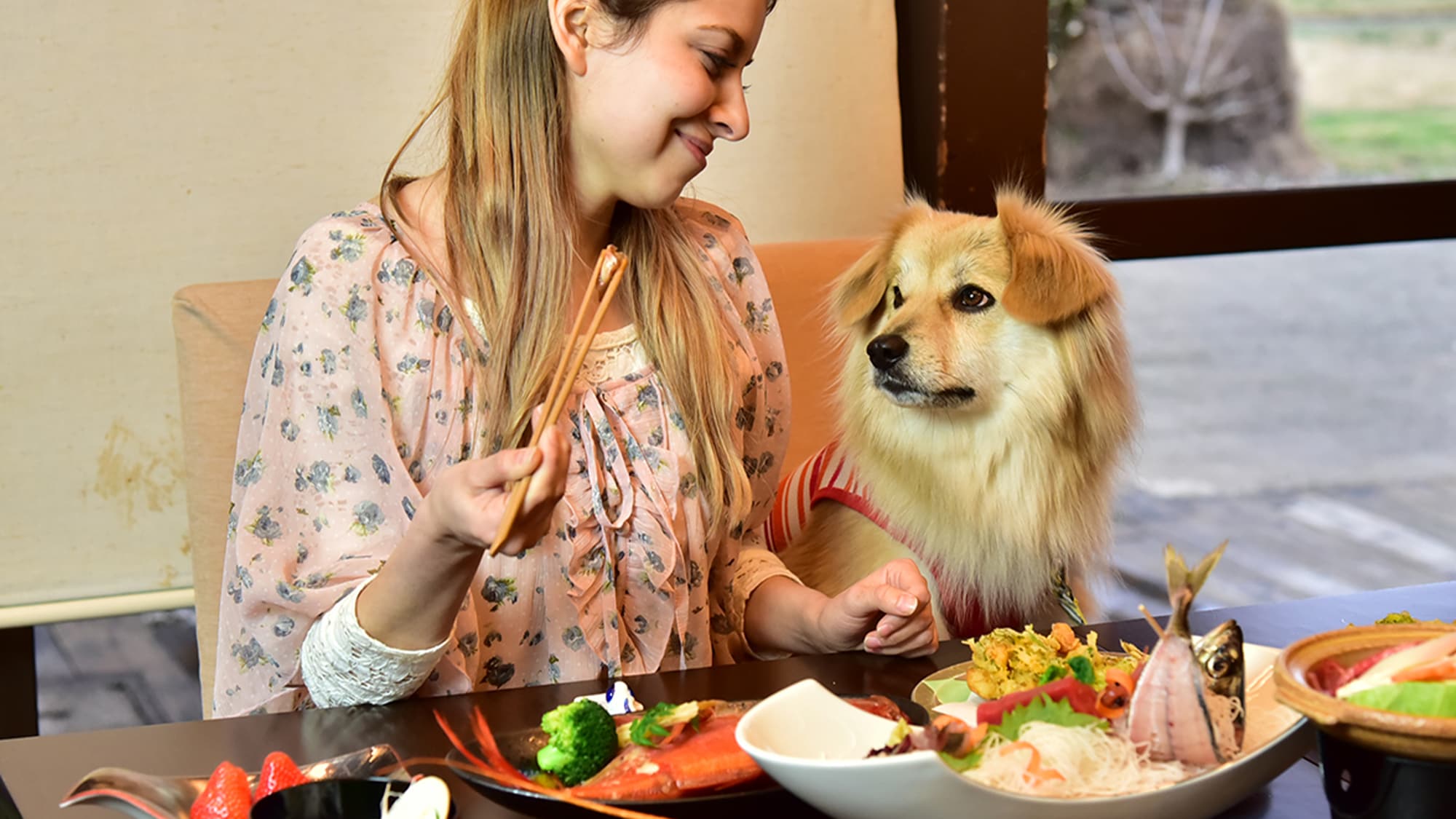 ・At Japari Tateyama, you eat and sleep with your dog♪