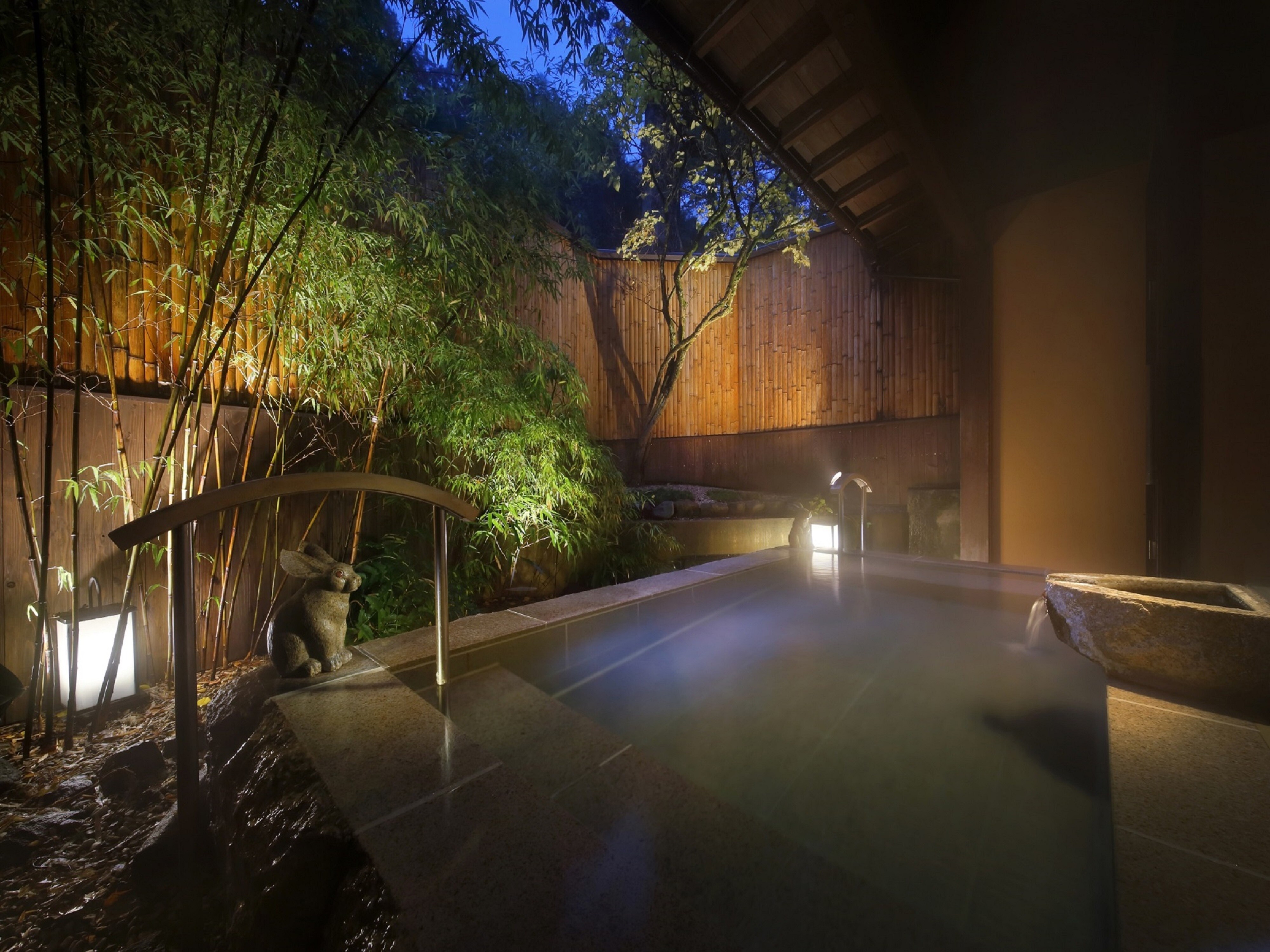 자매관에 온천 순회♪구베에 여관 “야마노유” 노천