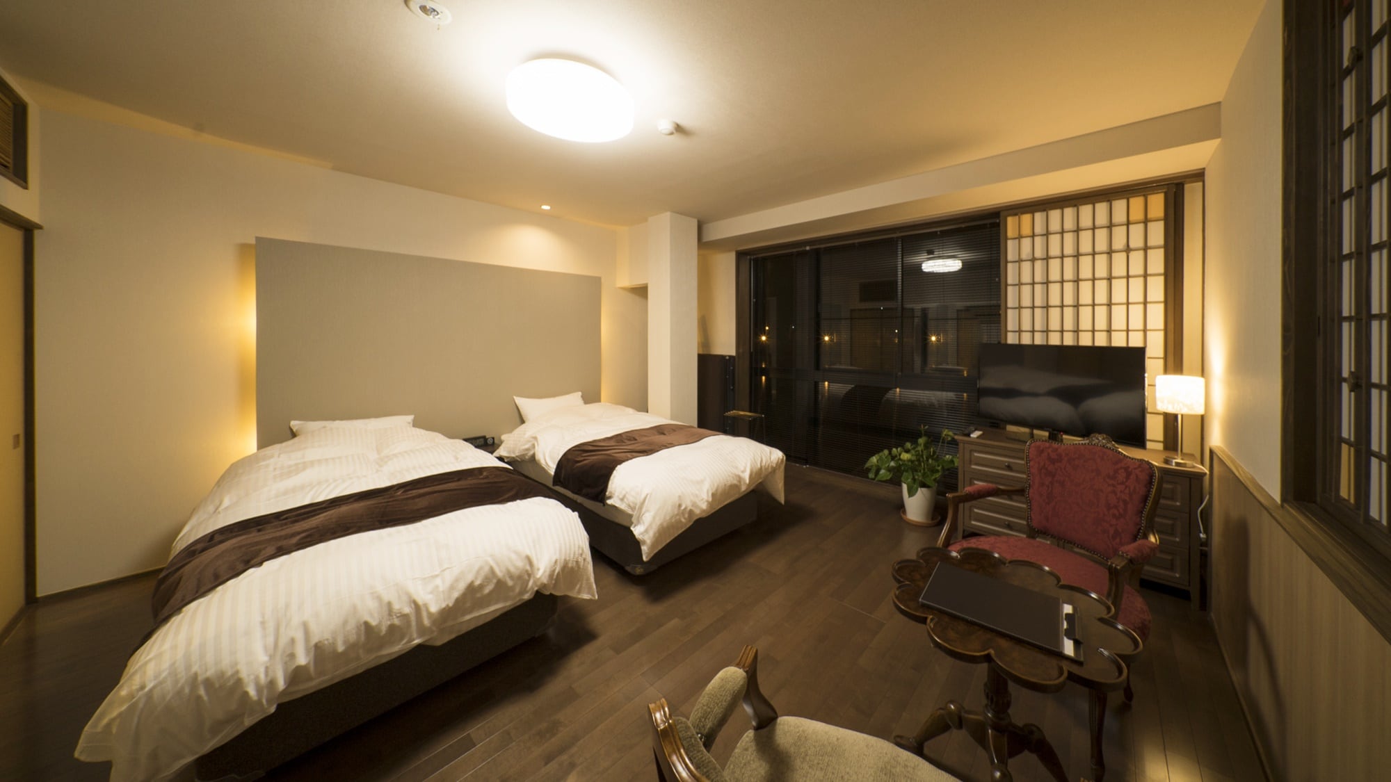 Twin rooms can accommodate three or more people by adding an extra bed.