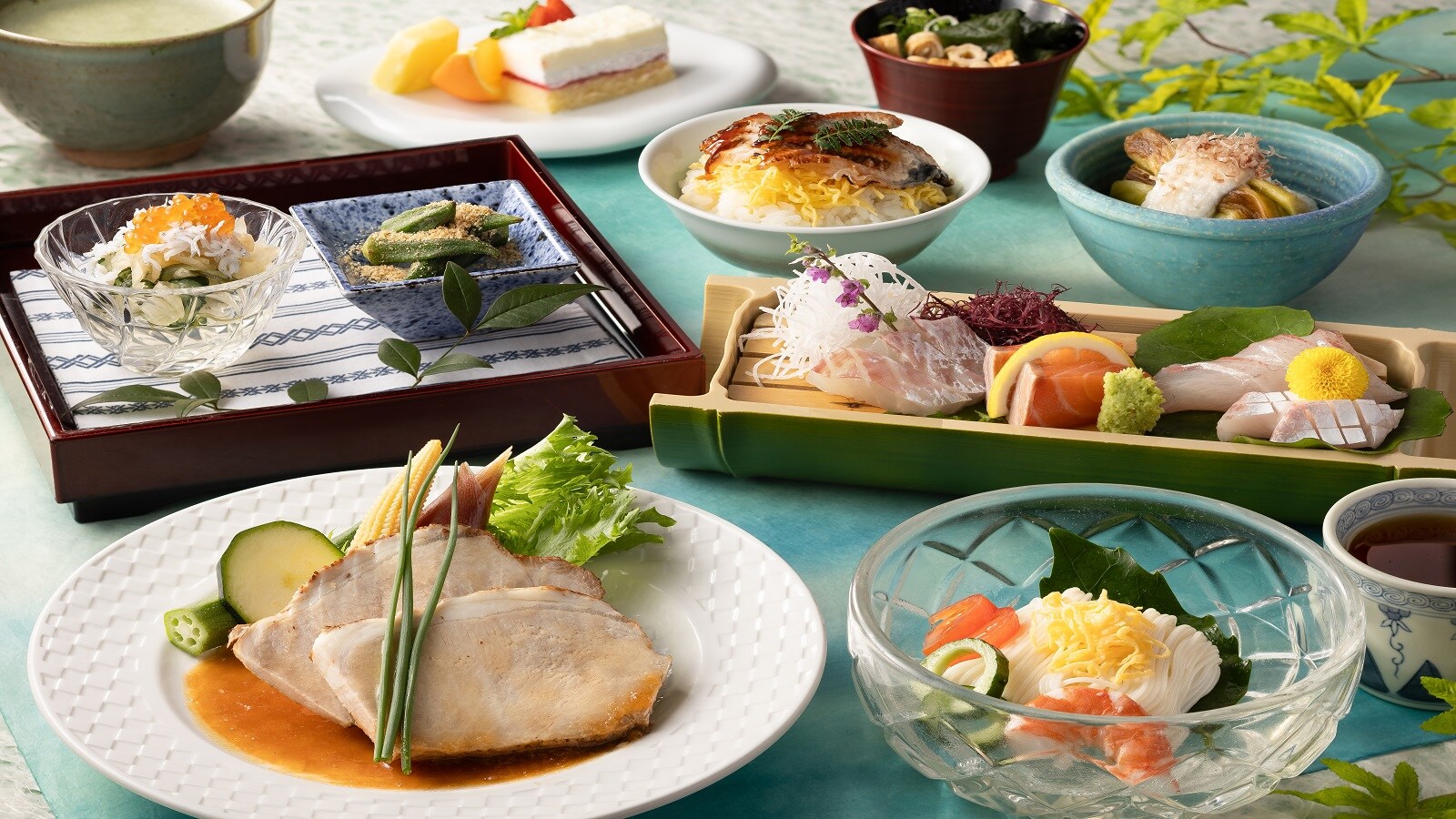 2025夏季日式懷石料理套餐[烤豬肉，島原素麵，鰻魚飯，生魚片等]