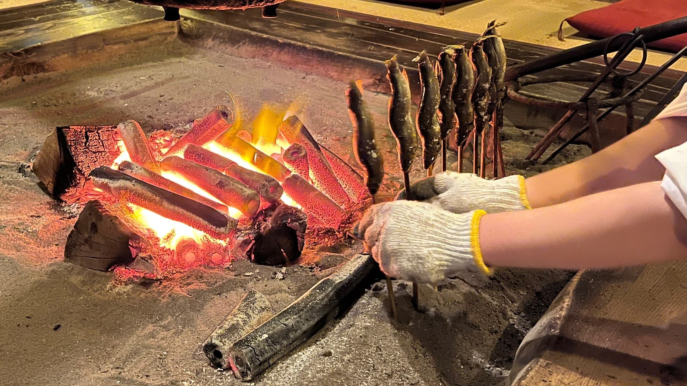 Salt-grilled river fish