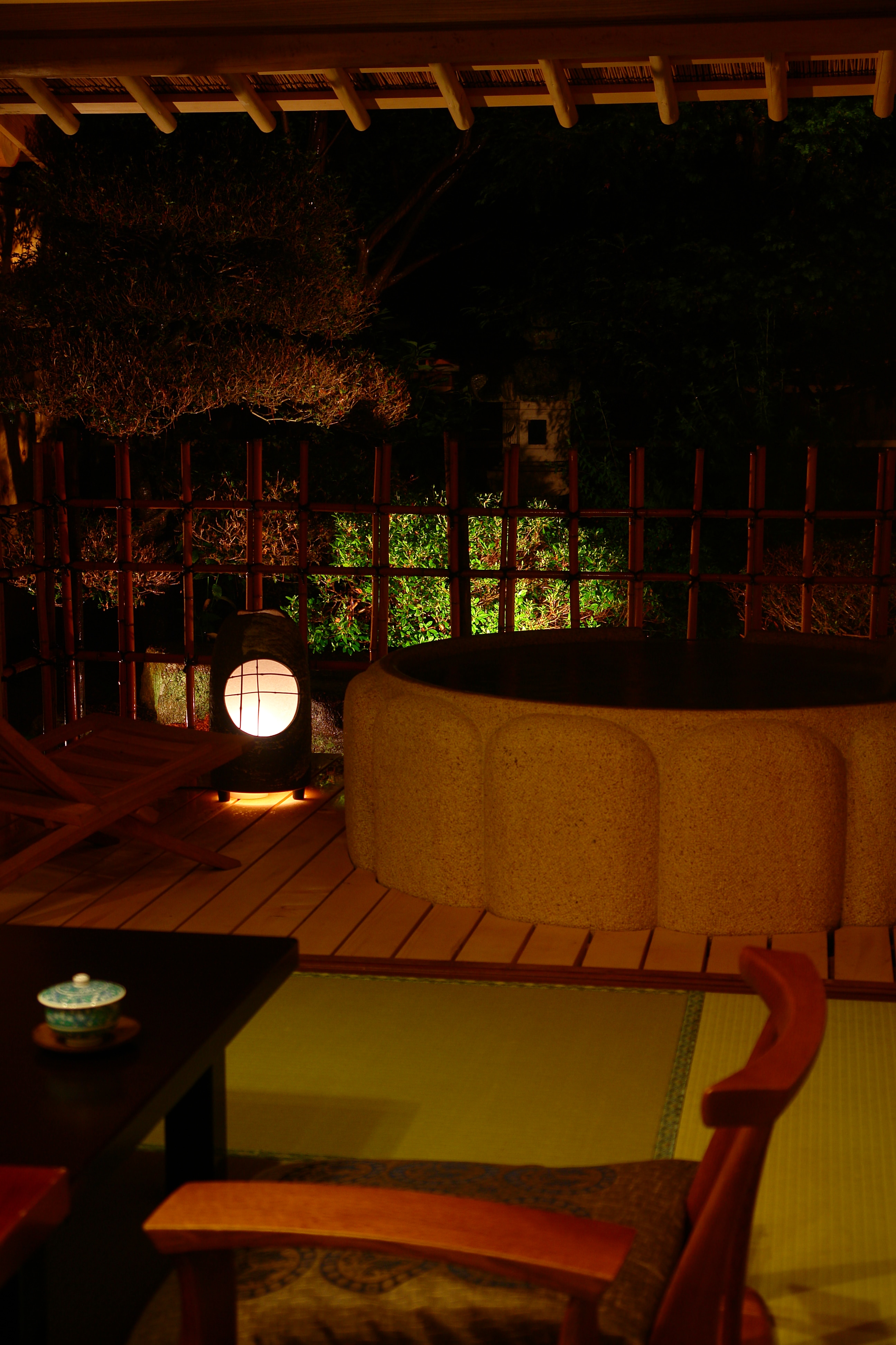 Maisonette style room with open-air bath, futon type