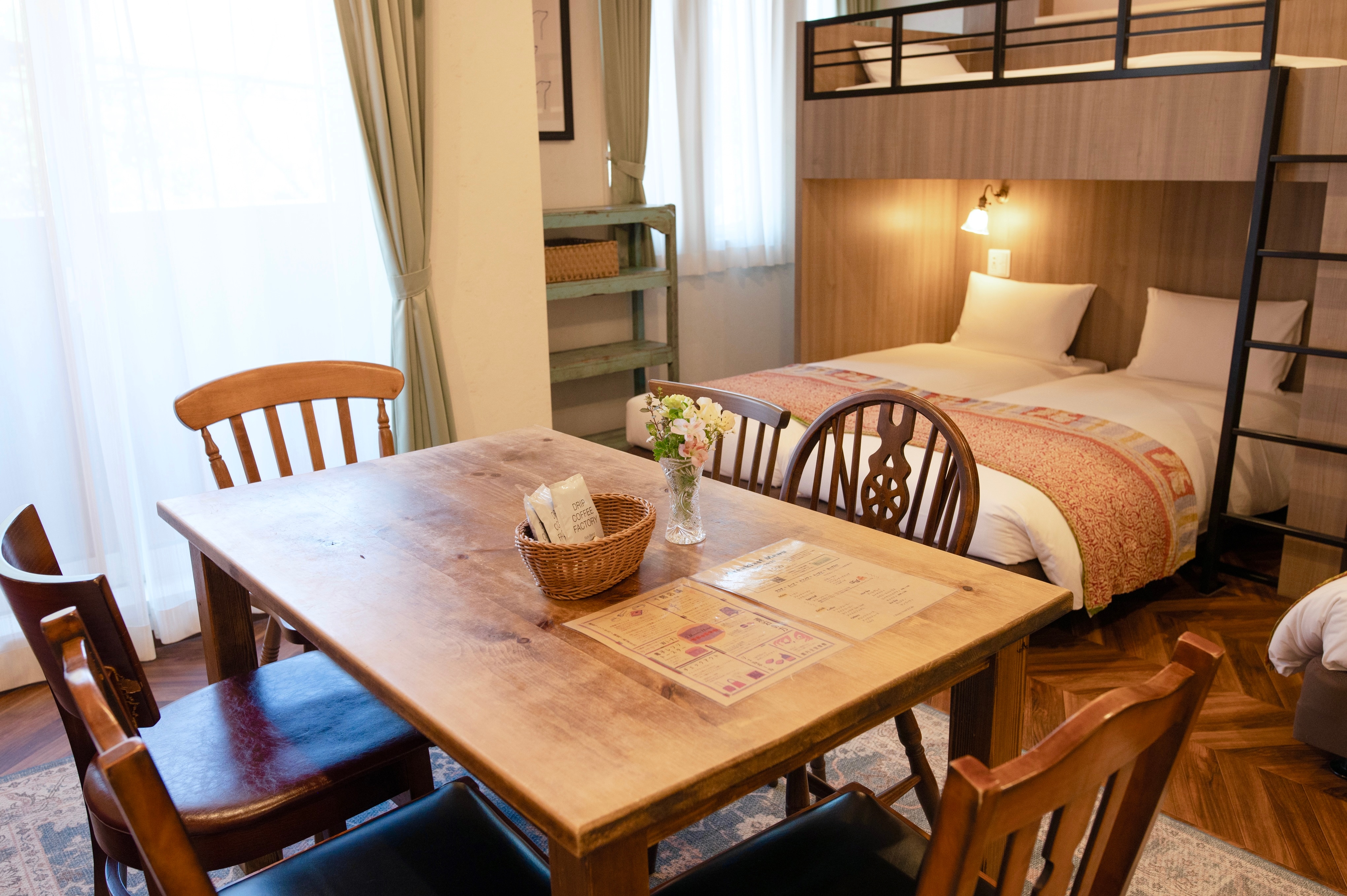 The family room has a large table.