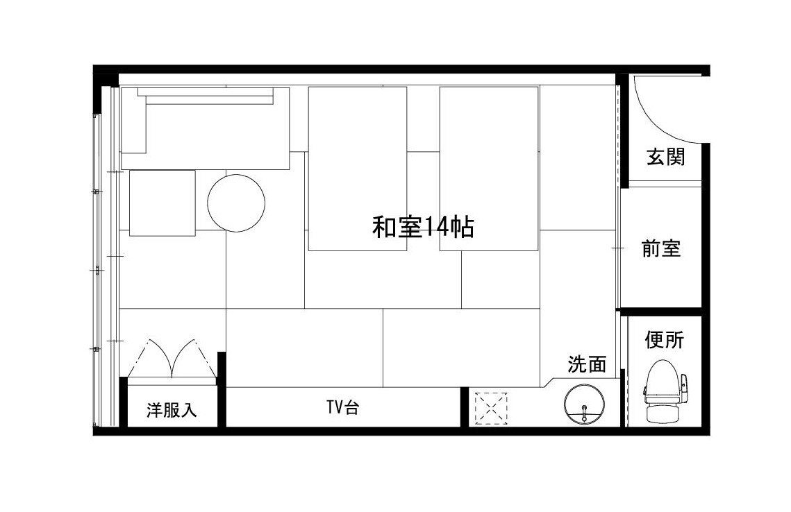 Main building Japanese-style room with bed - layout