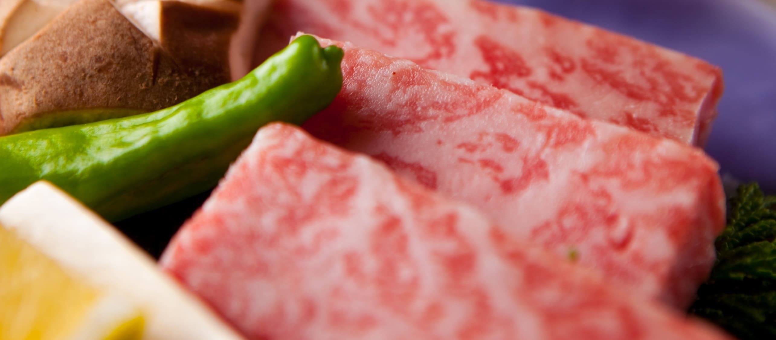 Special Oita Wagyu beef grilled on a ceramic plate