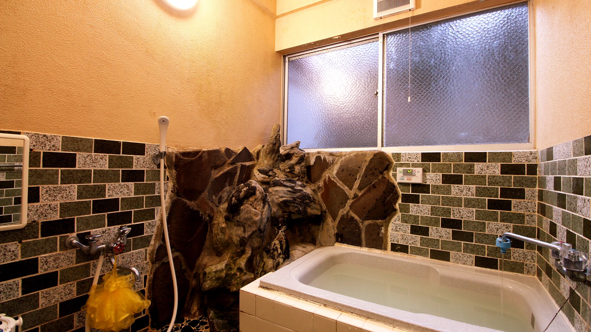 There are two private baths. We also have special bath salts to help you soothe your tiredness.