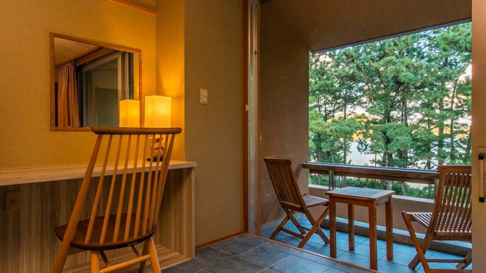 Balcony with large windows