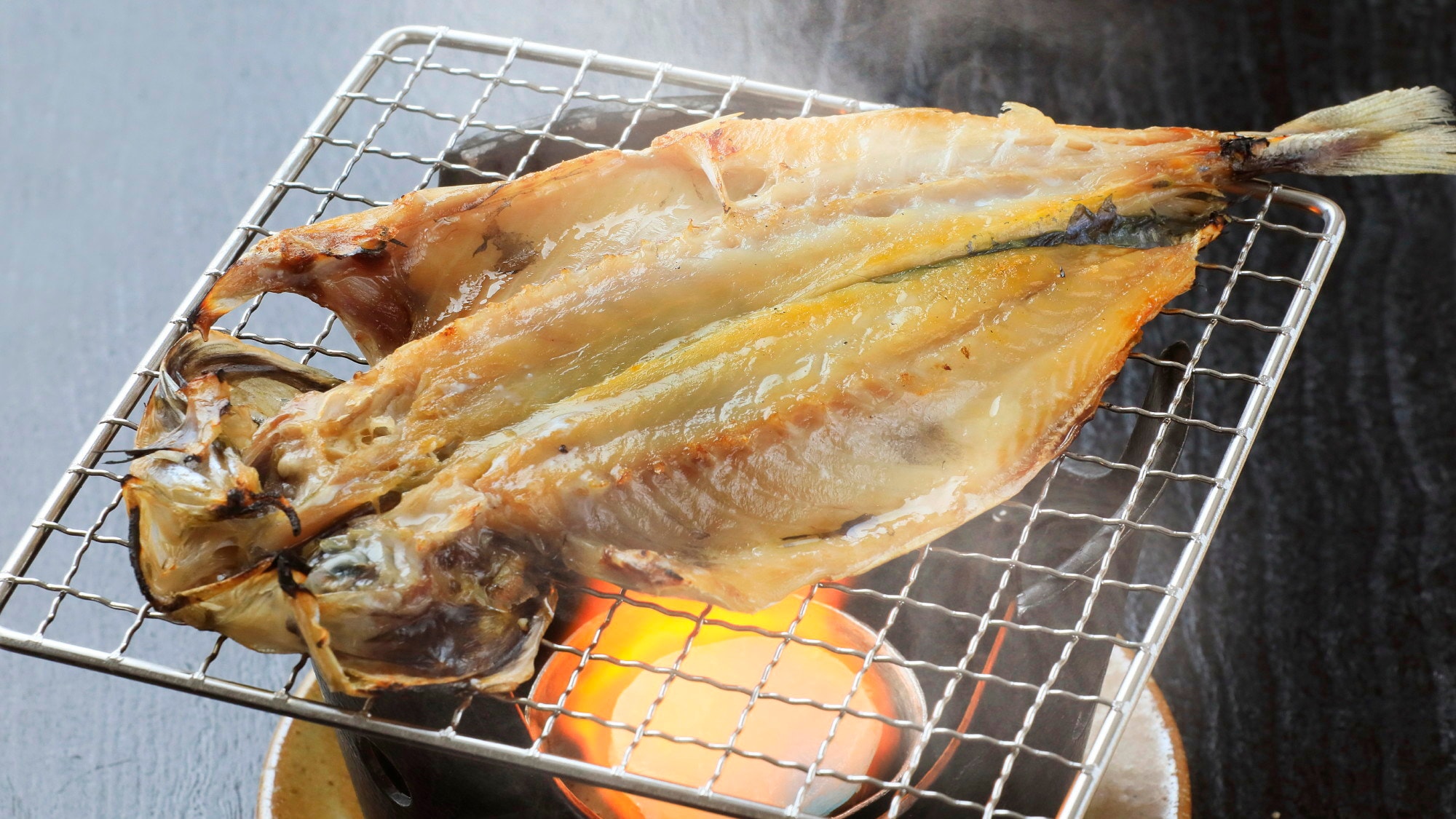A little luxury to start your morning off right! Enjoy the freshly grilled horse mackerel fillet, a specialty of Boso. *One example