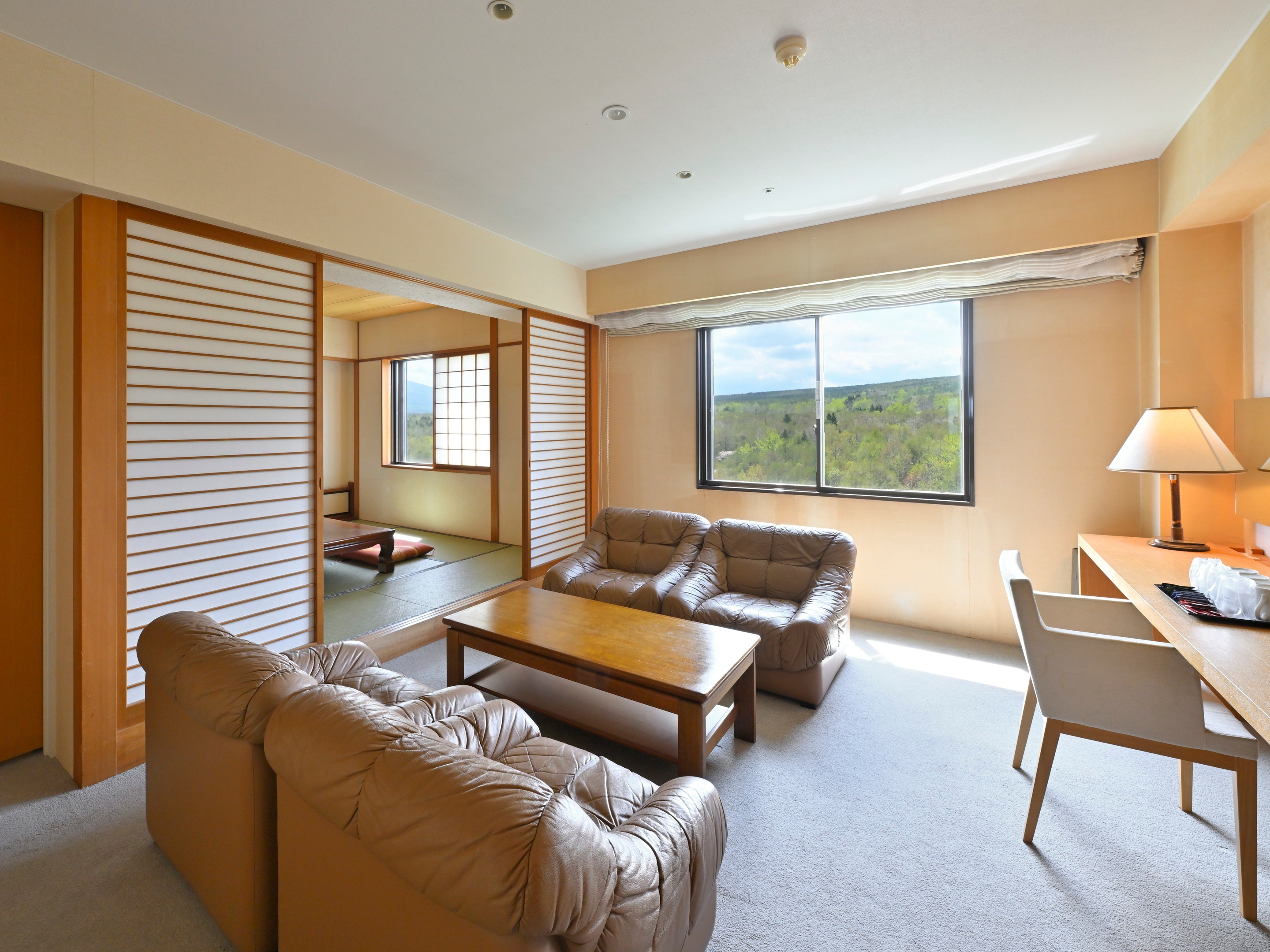 Modern Western-style room with moderate Japanese-Western style, 70 sq m, with mountain view.