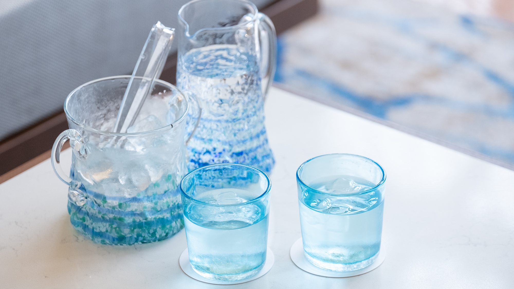 Grand Suite (125 sqm) We have a Ryukyu glass mizuwari set in your room, which is attractive for its beauty.