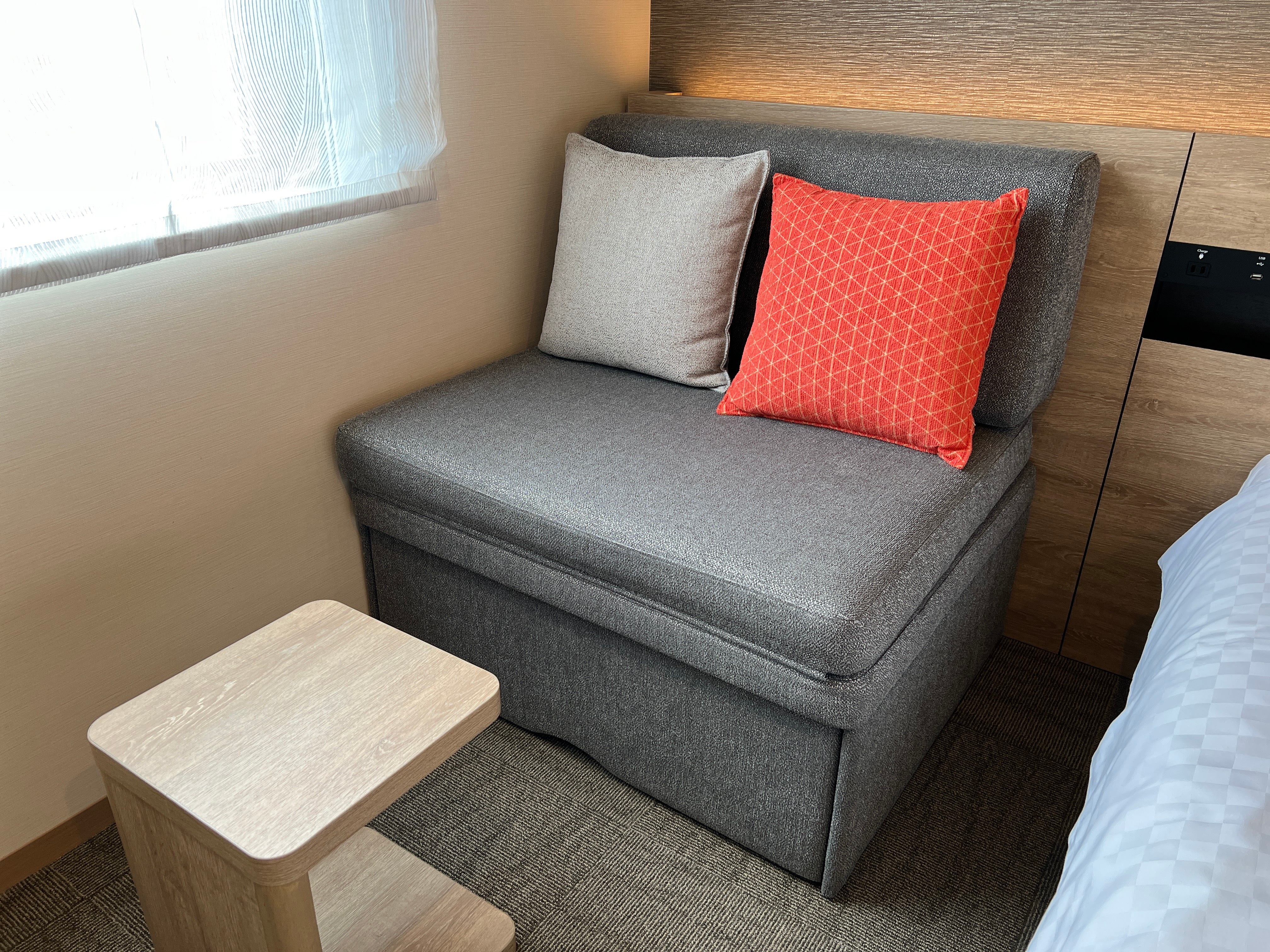 Kamar deluxe twin juga memiliki sofa! * Tidak dapat digunakan saat tempat tidur sofa dibuka.