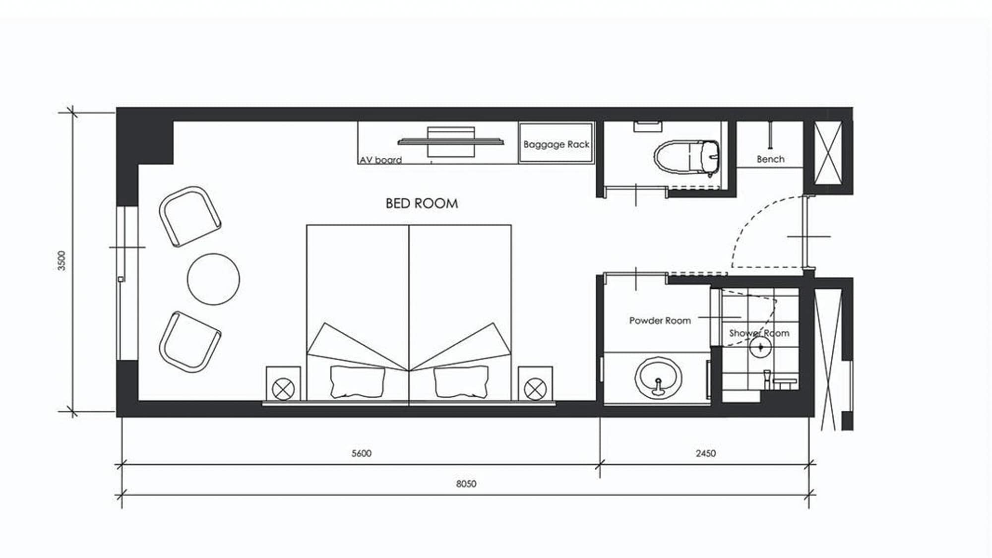 ห้องมาตรฐานฮอลลีวูดเตียงแฝด_แผนชั้น