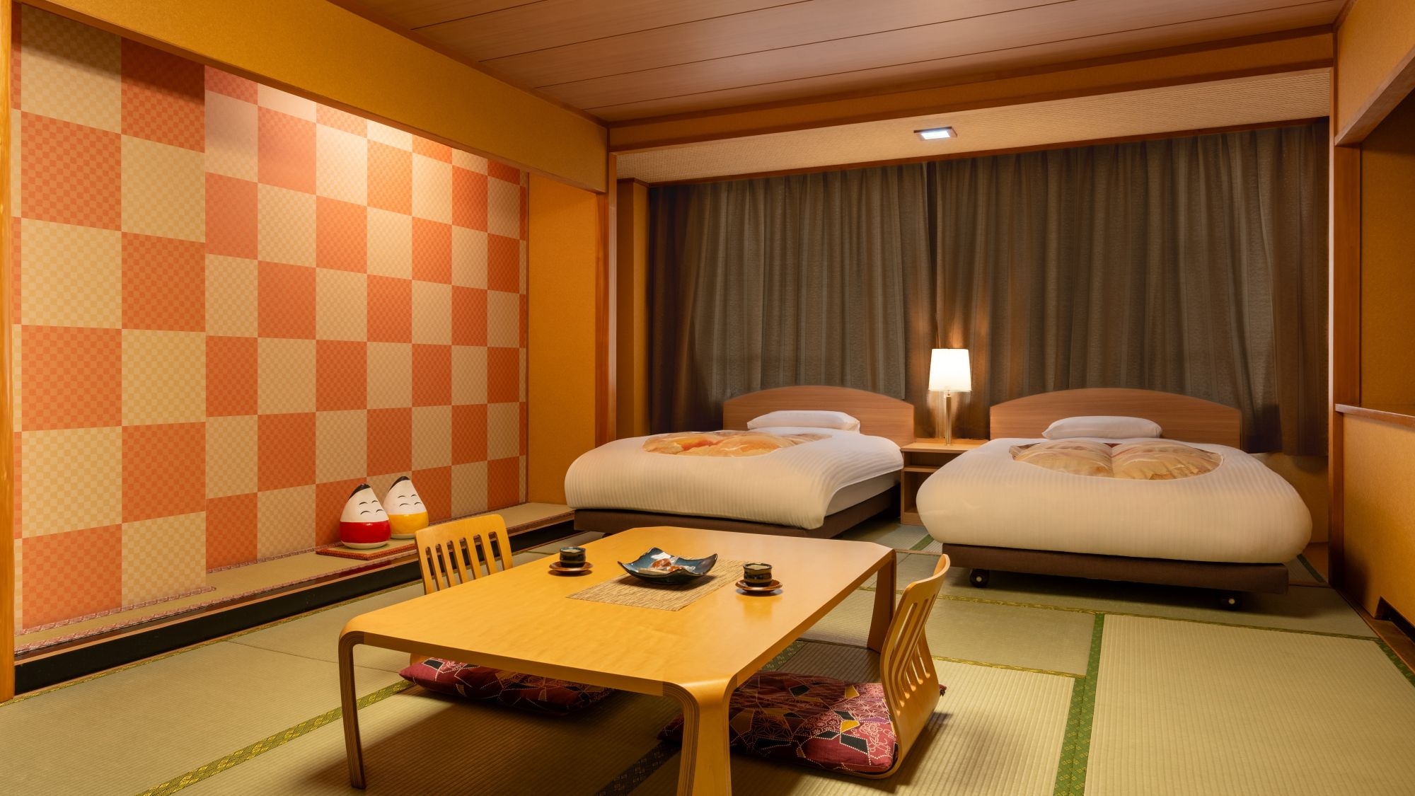 [Non-Smoking Japanese-Style Room] Twin Bed Japanese-Style Room with Hot Spring Town View